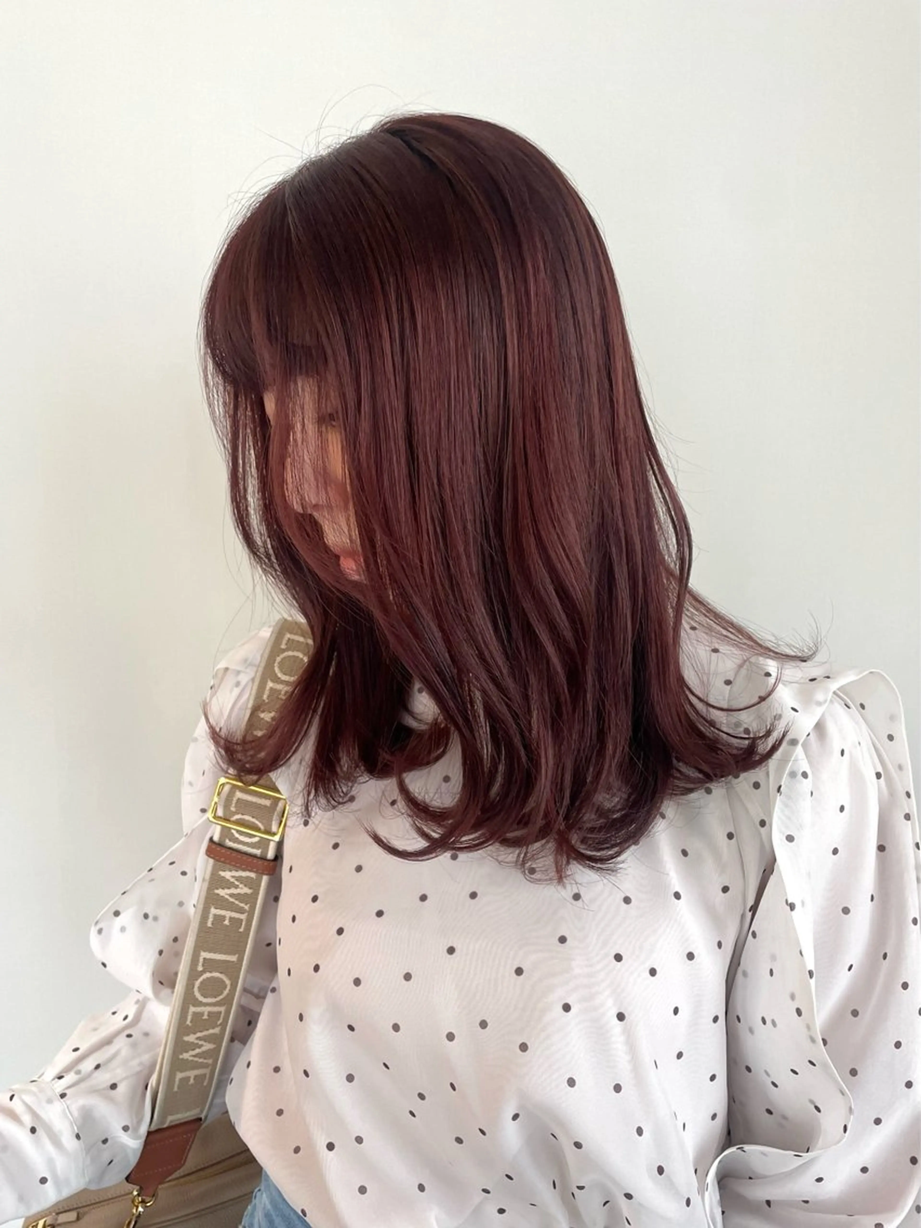 ミディアム カラー ブラウンカラー ピンクカラー ピンクブラウン トリートメント TIECHEL所属・韓国ナチュラル・ ベージュ/落合夏希のヘアスタイル