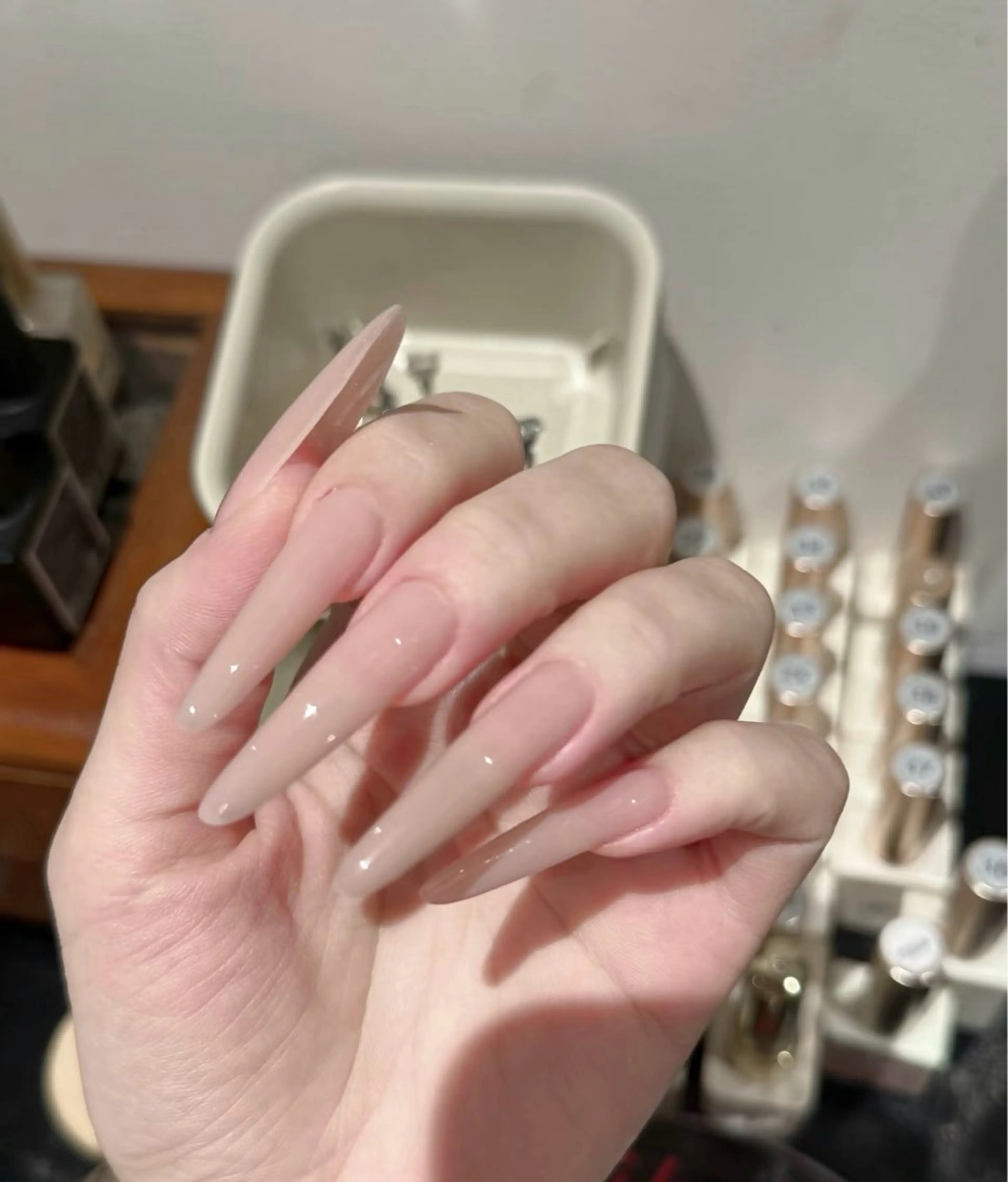 ネイル チークネイル 長さ出し フレンチネイル ガーリー 韓国ネイル ヤマ モトのネイルデザイン