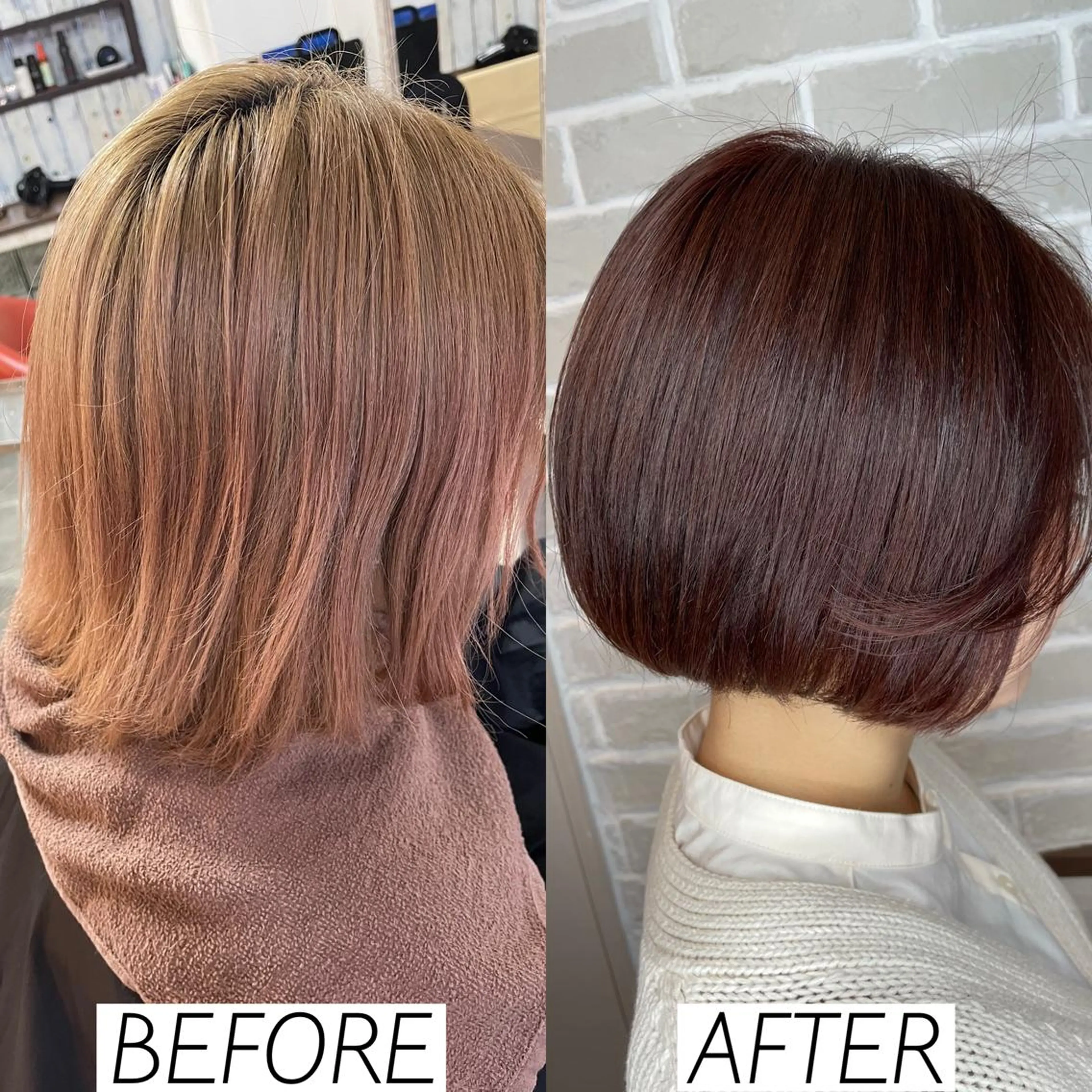 ショート カラー ブリーチ ブラウンカラー ピンクカラー ピンクブラウン ボブ カット ヘアカラー トリートメント 森田 一平のヘアスタイル