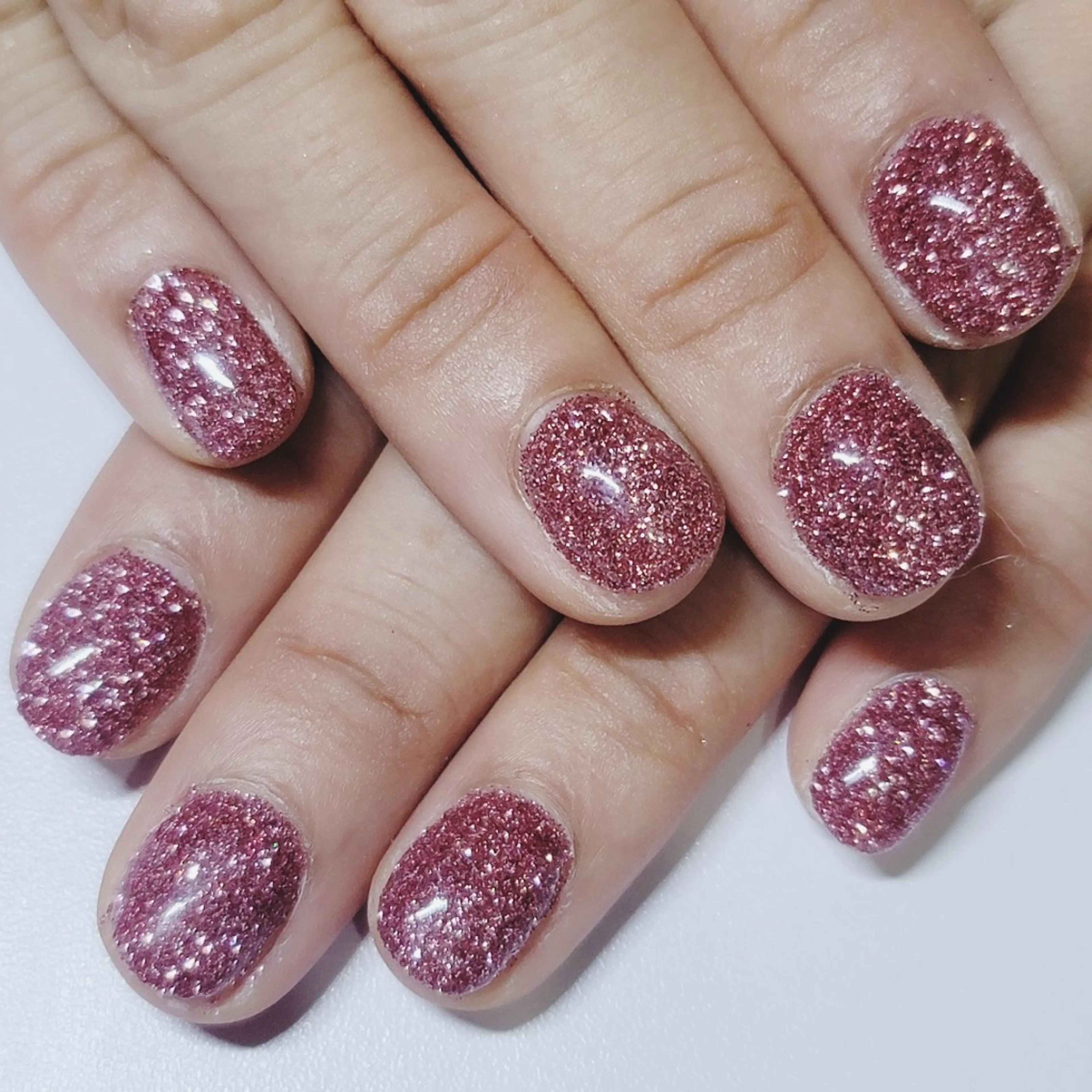 ネイル ラメ(グリッター) ワンカラーネイル ピンク ハンドネイル よしだ ひろきのネイルデザイン