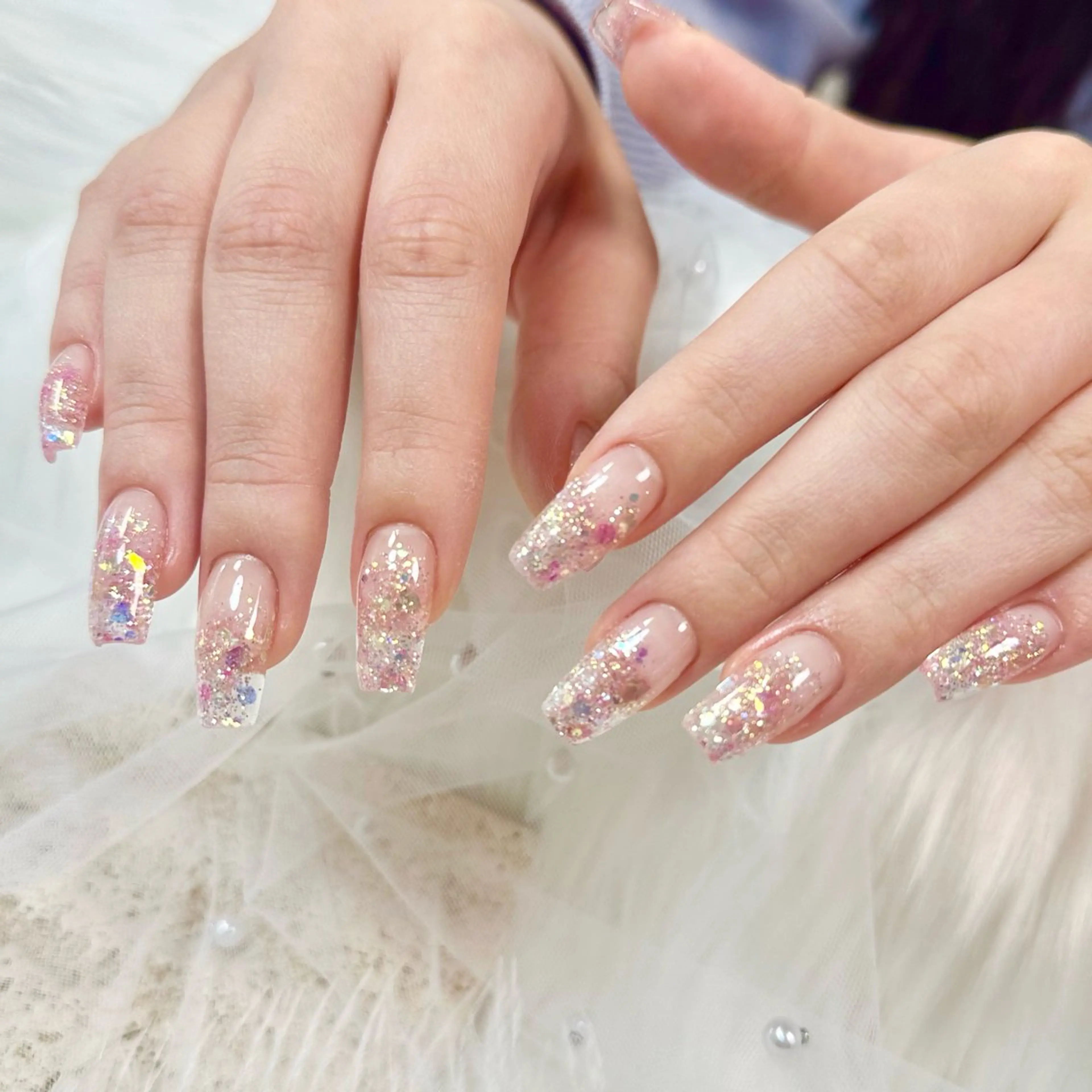 ネイル グラデーション ラメ(グリッター) ラメグラデーション スカルプネイル 春ネイル nail salon Feerieのネイルデザイン