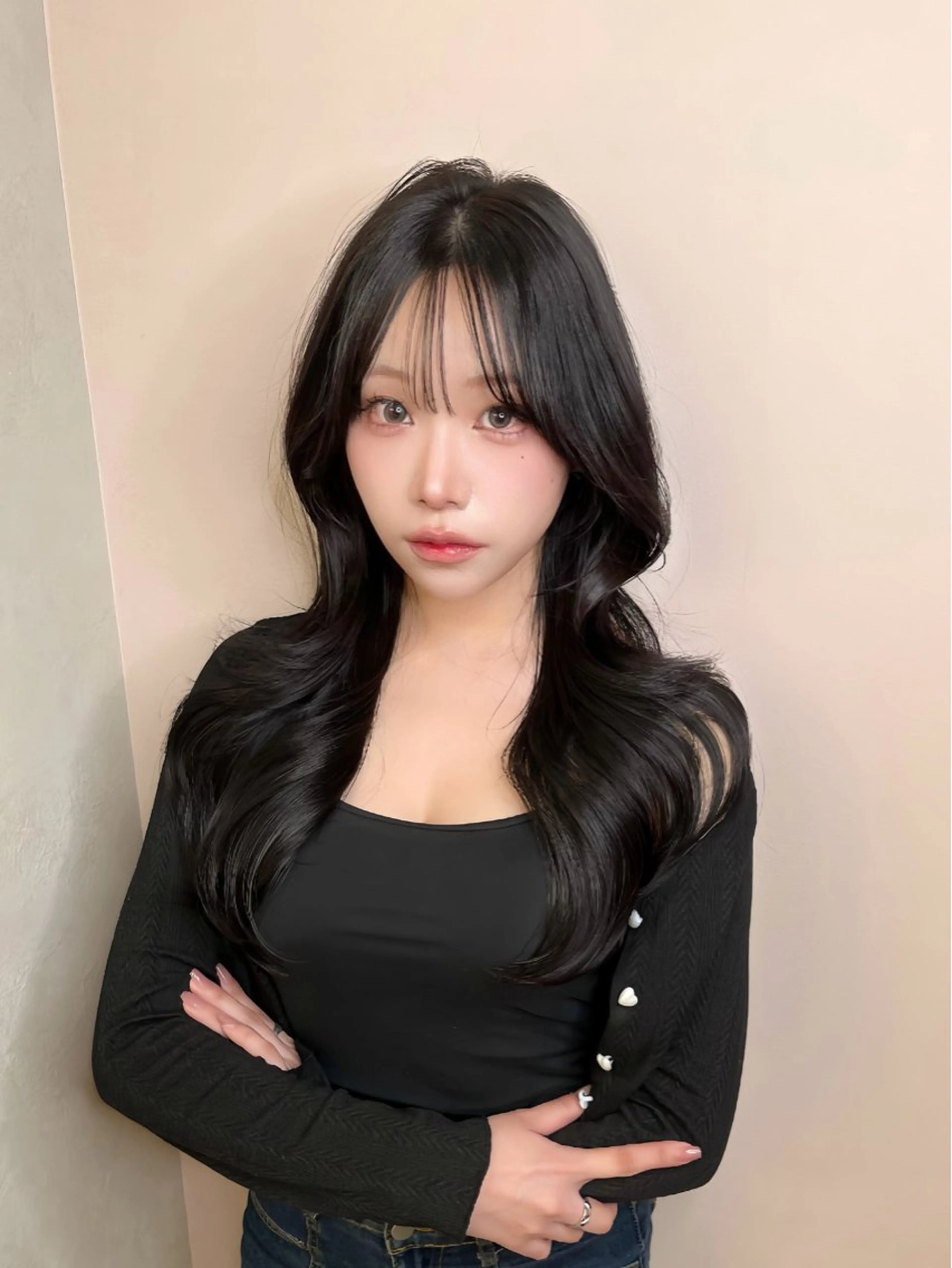 ロング カラー カット ヘアカラー トリートメント 韓国ハッシュカット/ 新宿/髪質改善/岡崎のヘアスタイル