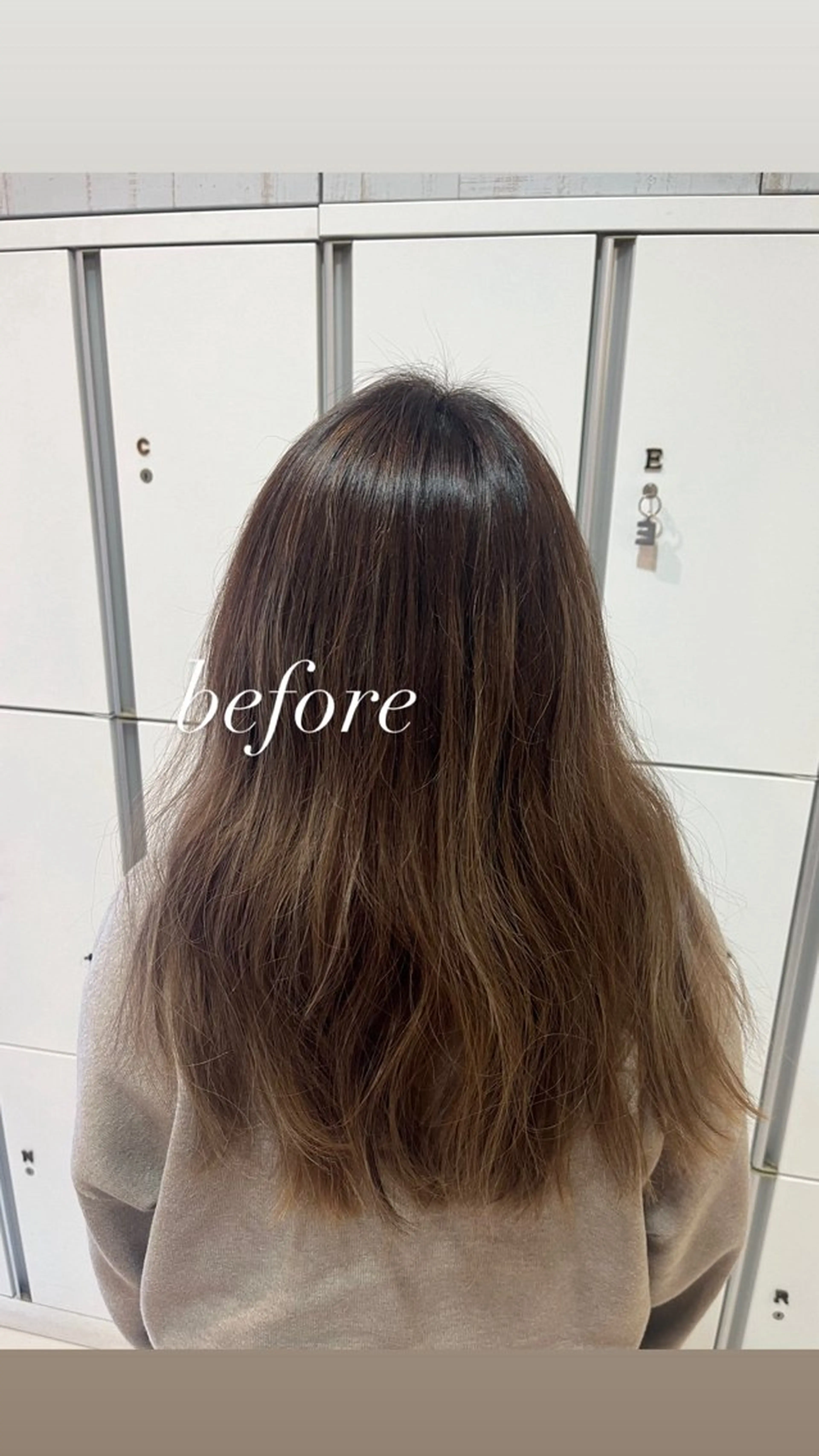 ロング パーマ 縮毛矯正 垢抜けカラー/オリー ブ系/フェミニン/鏡のヘアスタイル