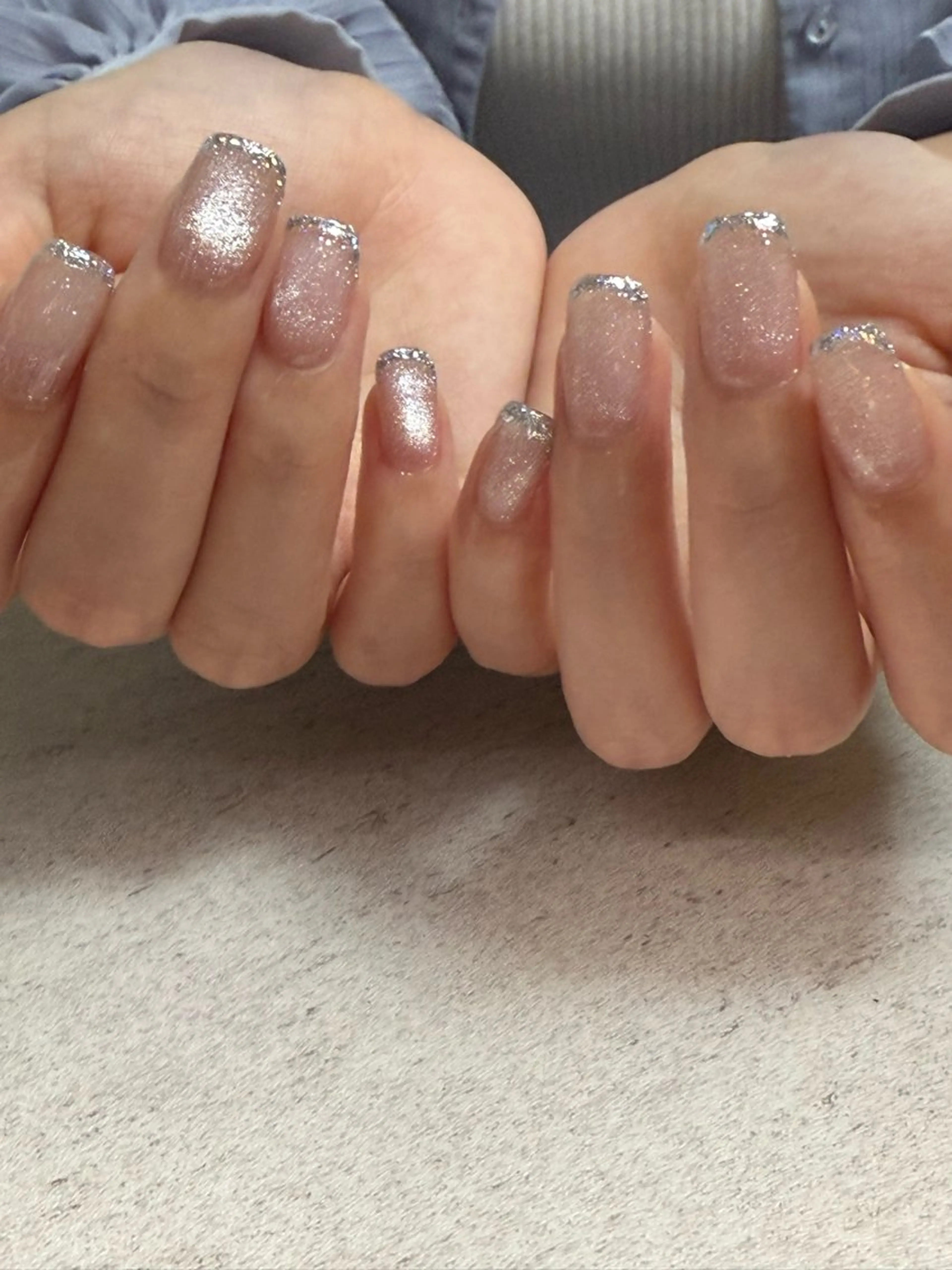 ネイル フレンチネイル ガラスフレンチ ハンドネイル Bell Nailのネイルデザイン