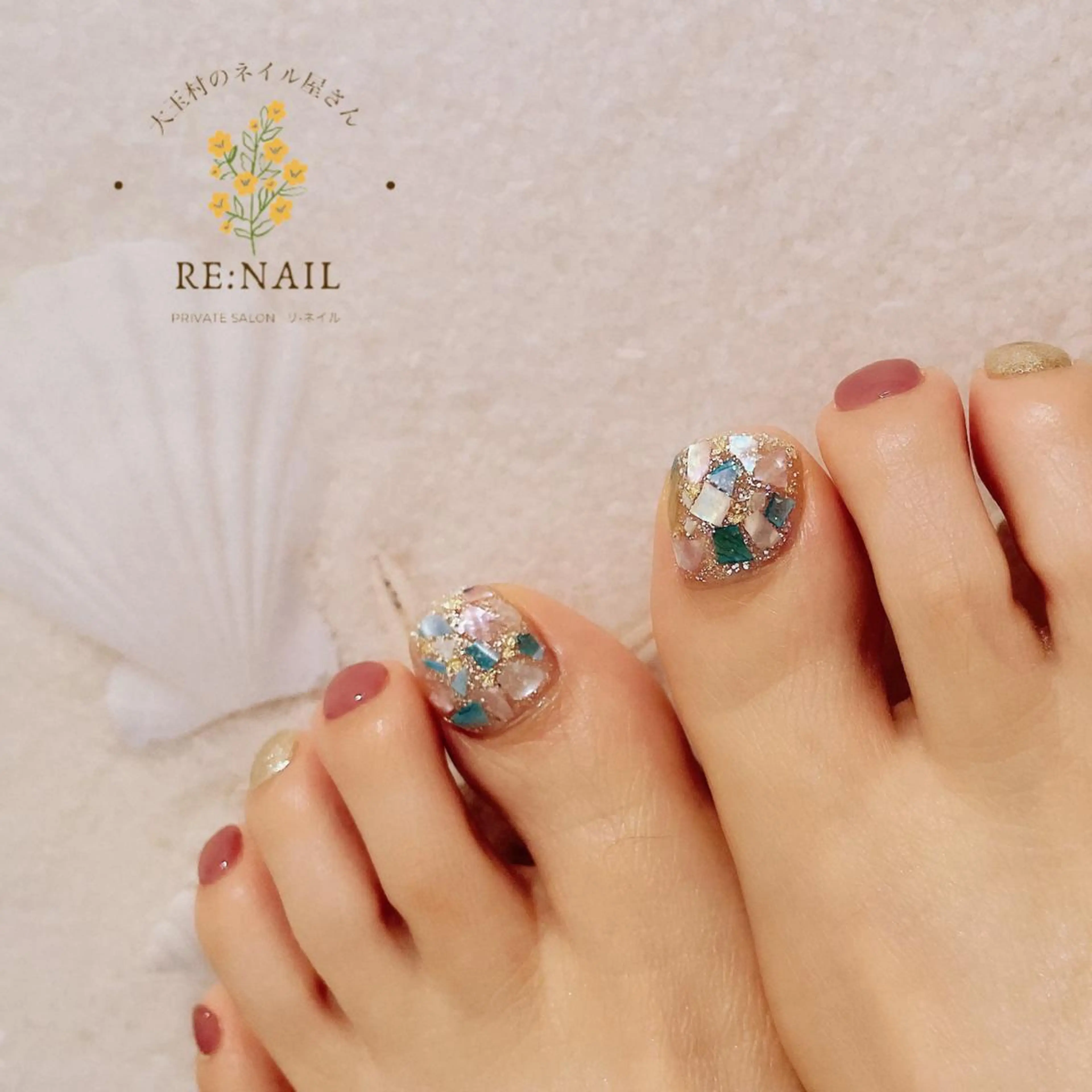 ネイル フットネイル キラキラネイル かんの りなのネイルデザイン