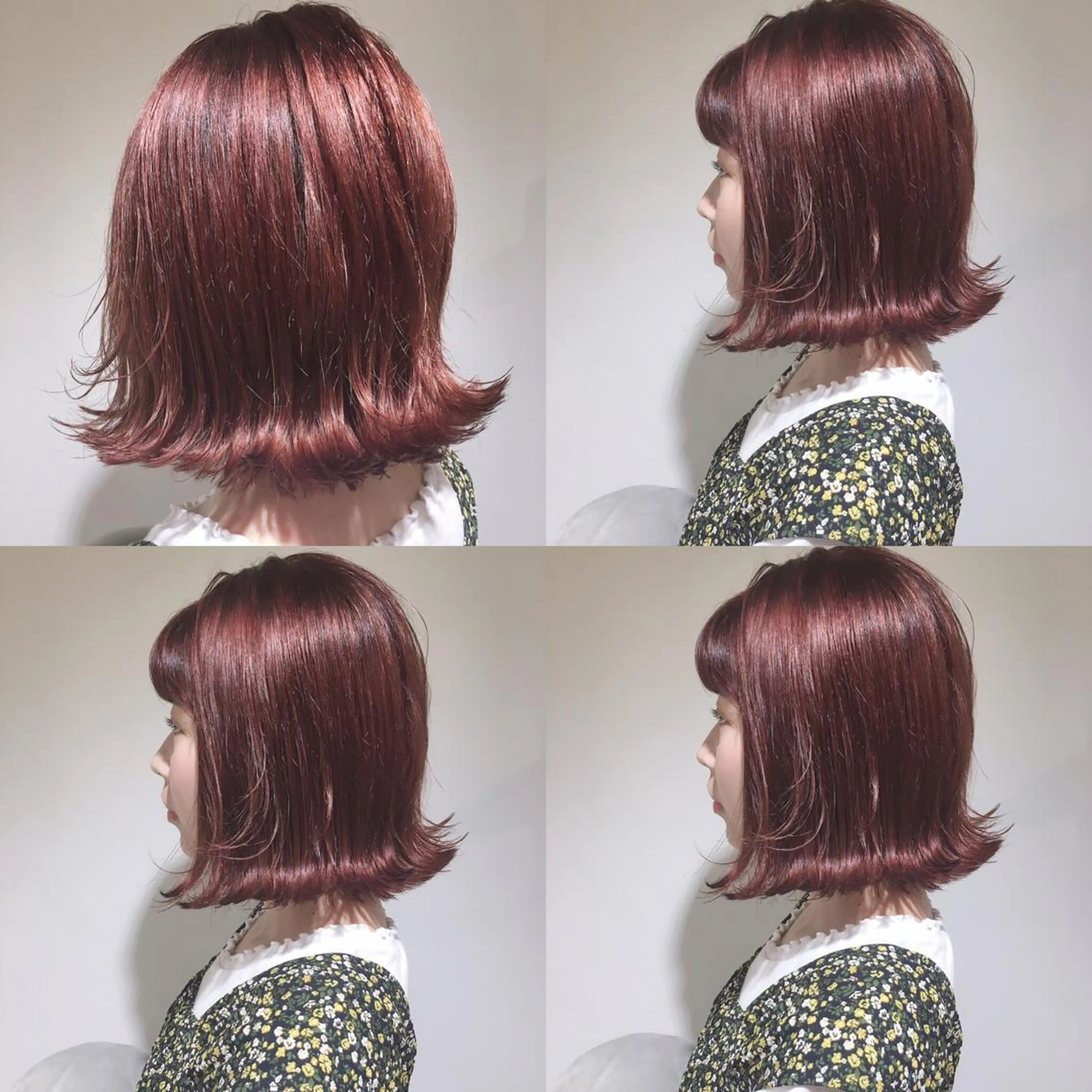 ミディアム ショートボブ ボブ ハイライト 外ハネヘア ヘアカラー トリートメント ヘッドスパ ヘアセット メンズツイスパ ショートフクヤマシンのヘアスタイル