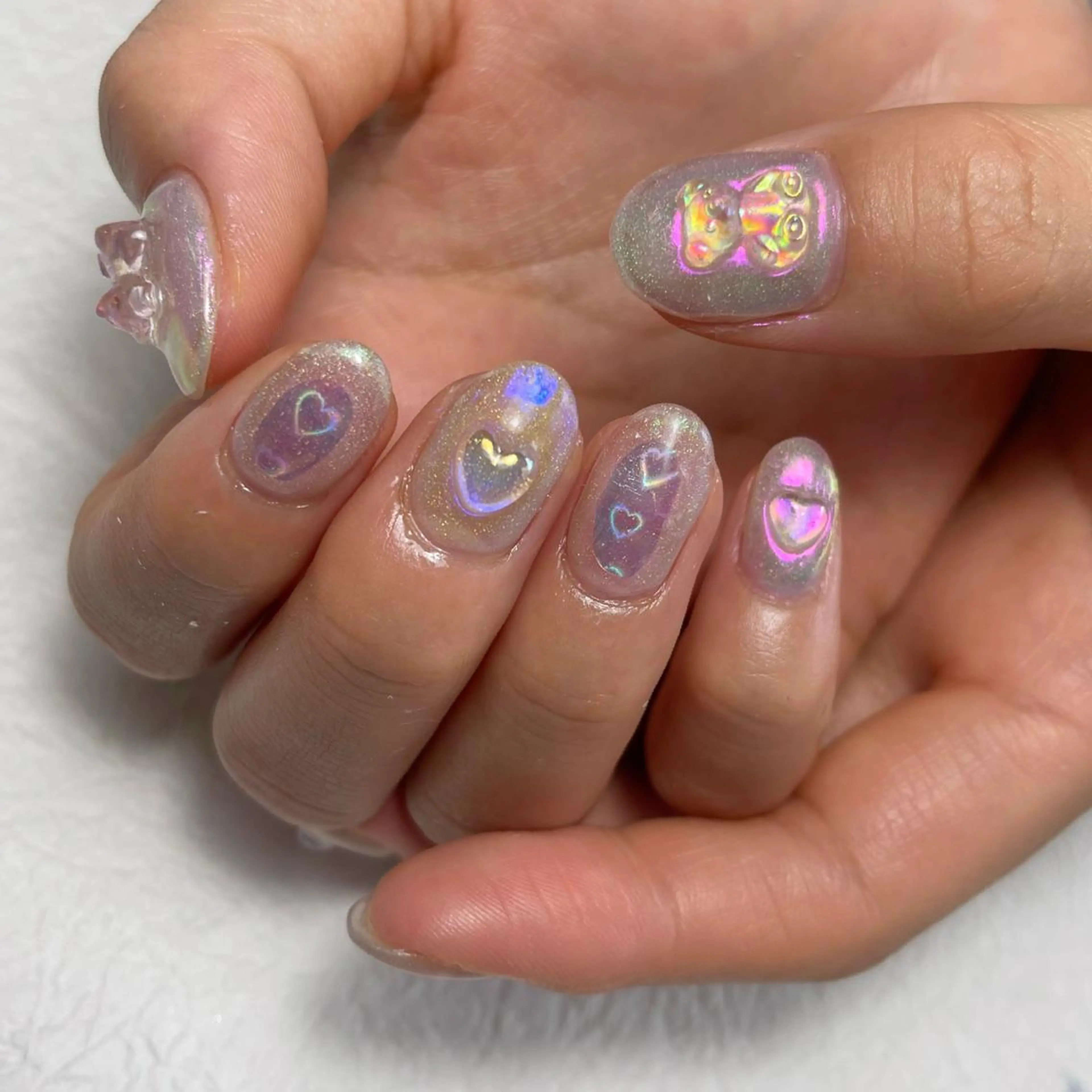 ネイル アートネイル オーロラネイル フットネイル ジェルネイル 氷ネイル・うるうるネイル Y nail なんば堀江店のネイルデザイン