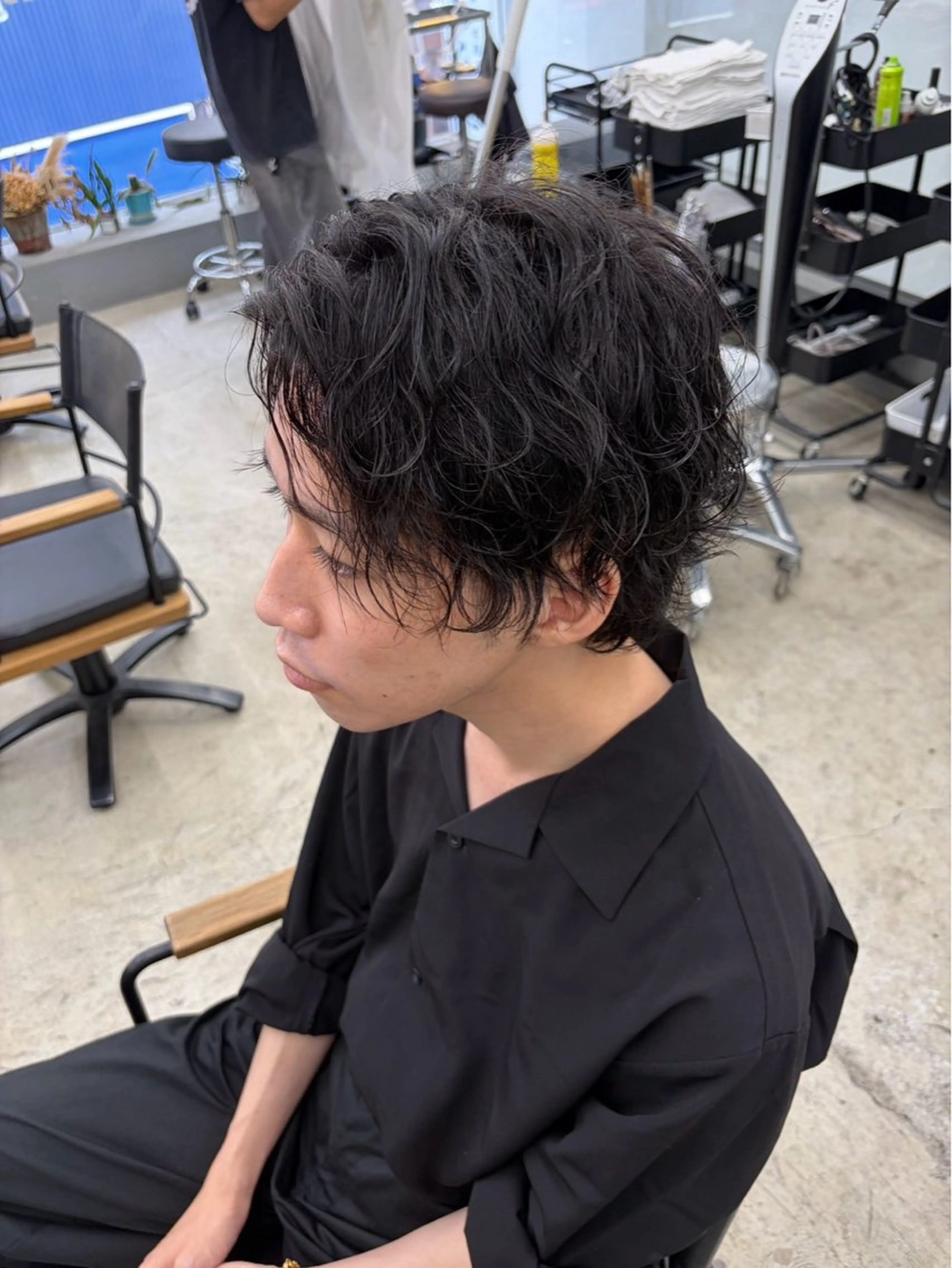 ミディアム パーマ メンズ カット パーマ メンズ専門サロン wokeのヘアスタイル