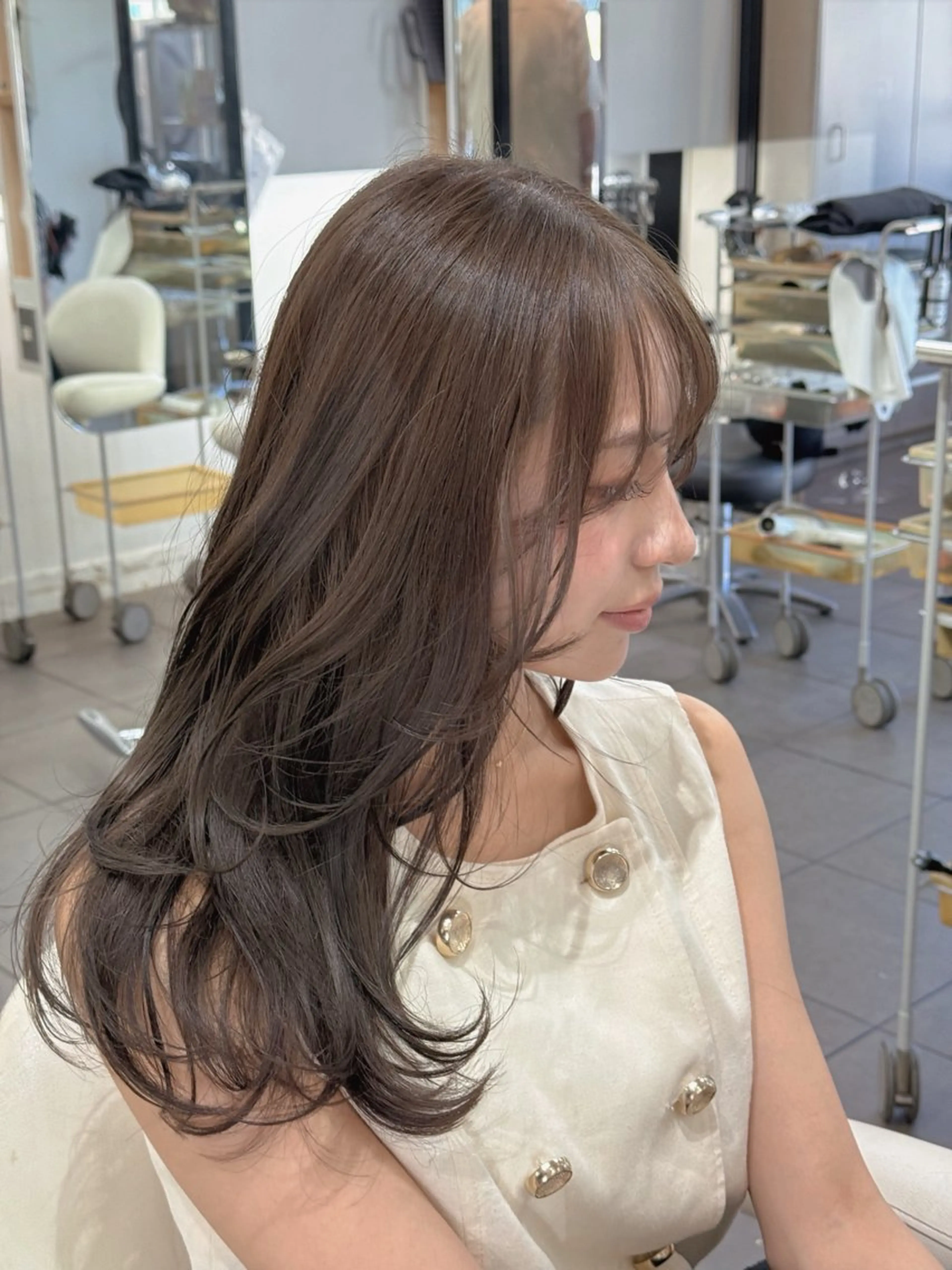 ブリーチなし透明感ワンカラー➕オリジナルトリートメントつき🧴✨コテ巻き仕上げ♡の写真