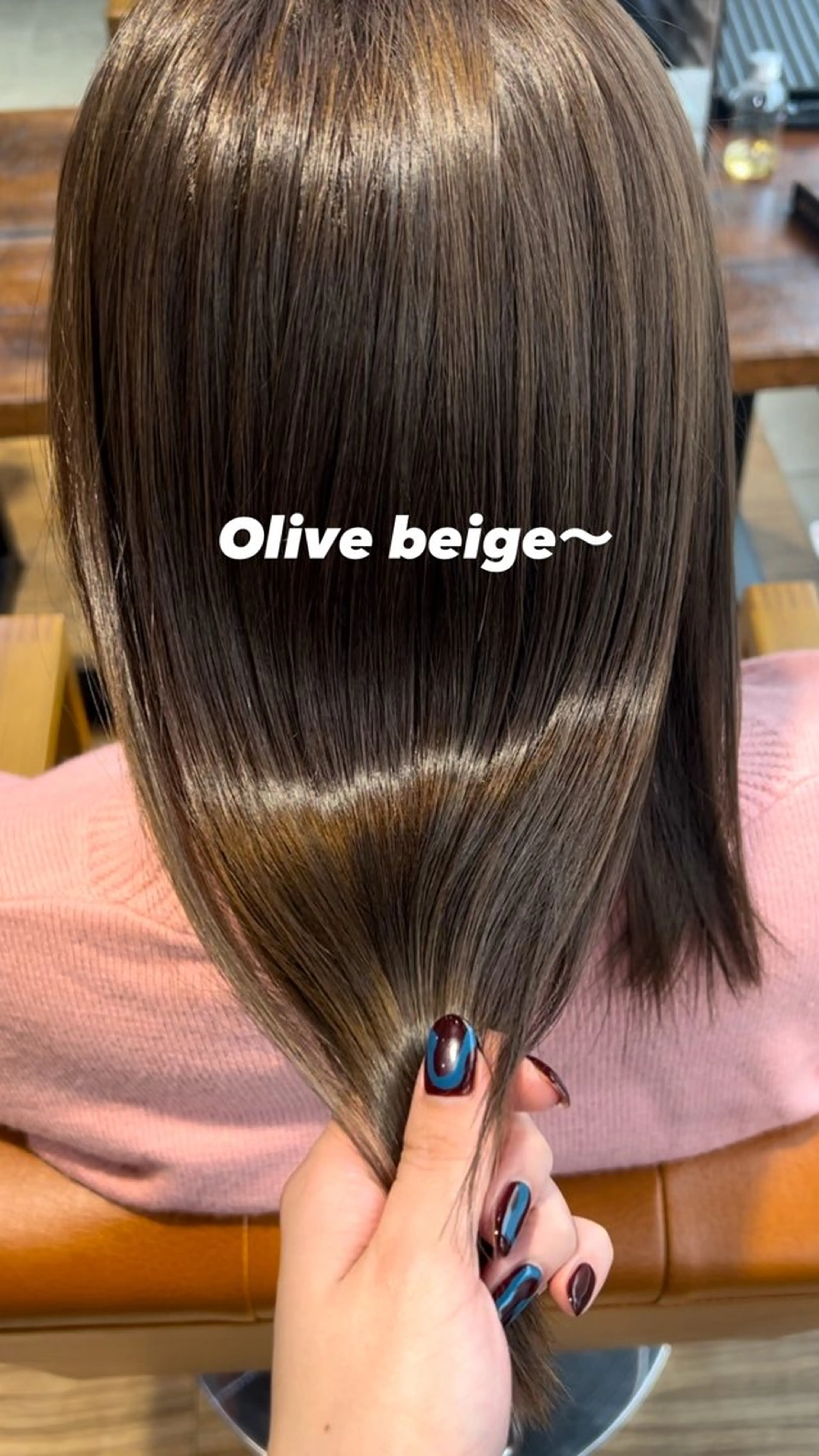 セミロング カット 縮毛矯正 トリートメント ♥️ボブ/ベージュ /オリーブ/mahoのヘアスタイル