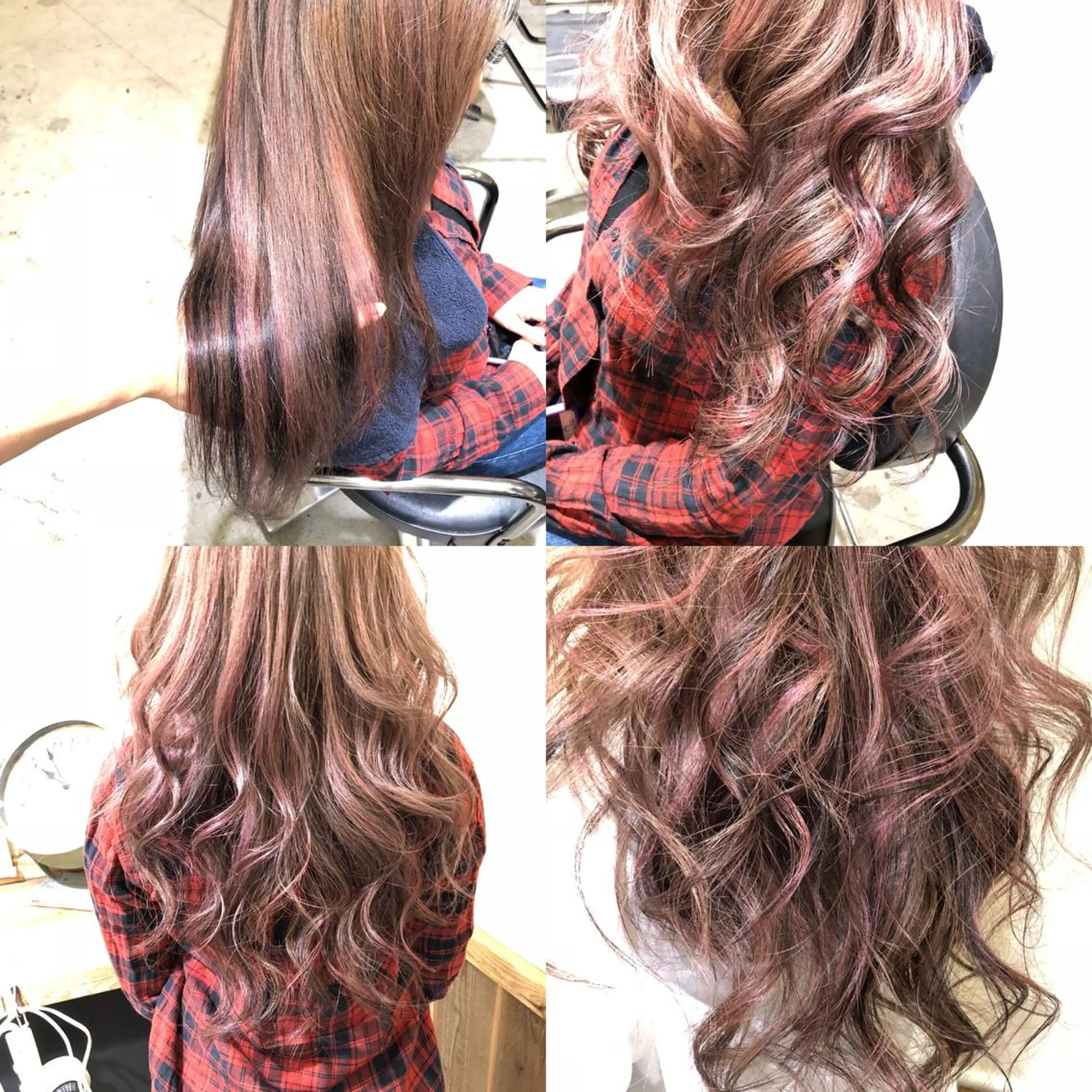 ロング カラー ベージュカラー ハイライトカラー ピンクカラー ピンクベージュ ハイライト 舘野 太嘉宏のヘアスタイル
