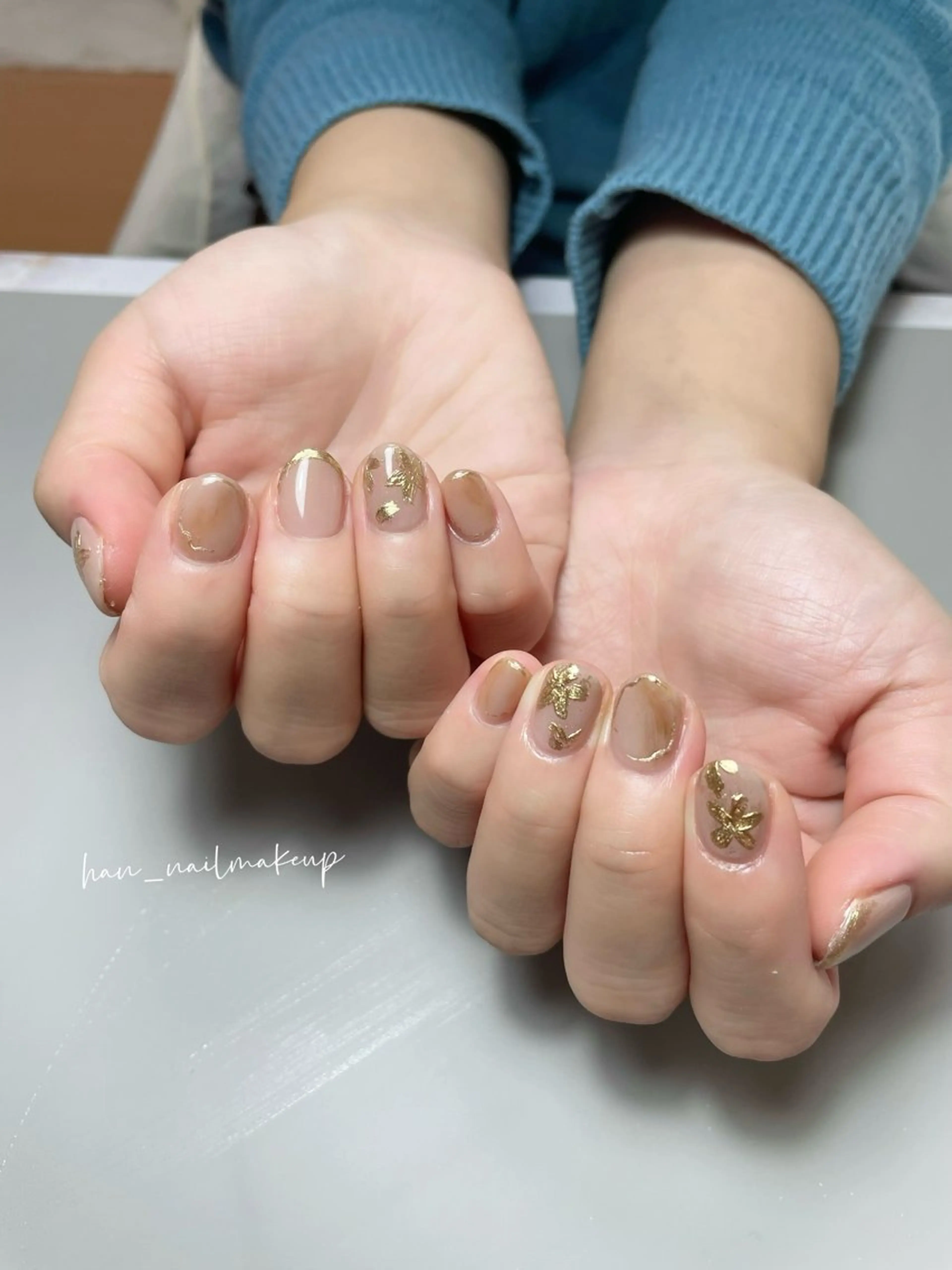 ネイル べっ甲ネイル 赤色 ハンドネイル Han Nail 【y&m】のネイルデザイン