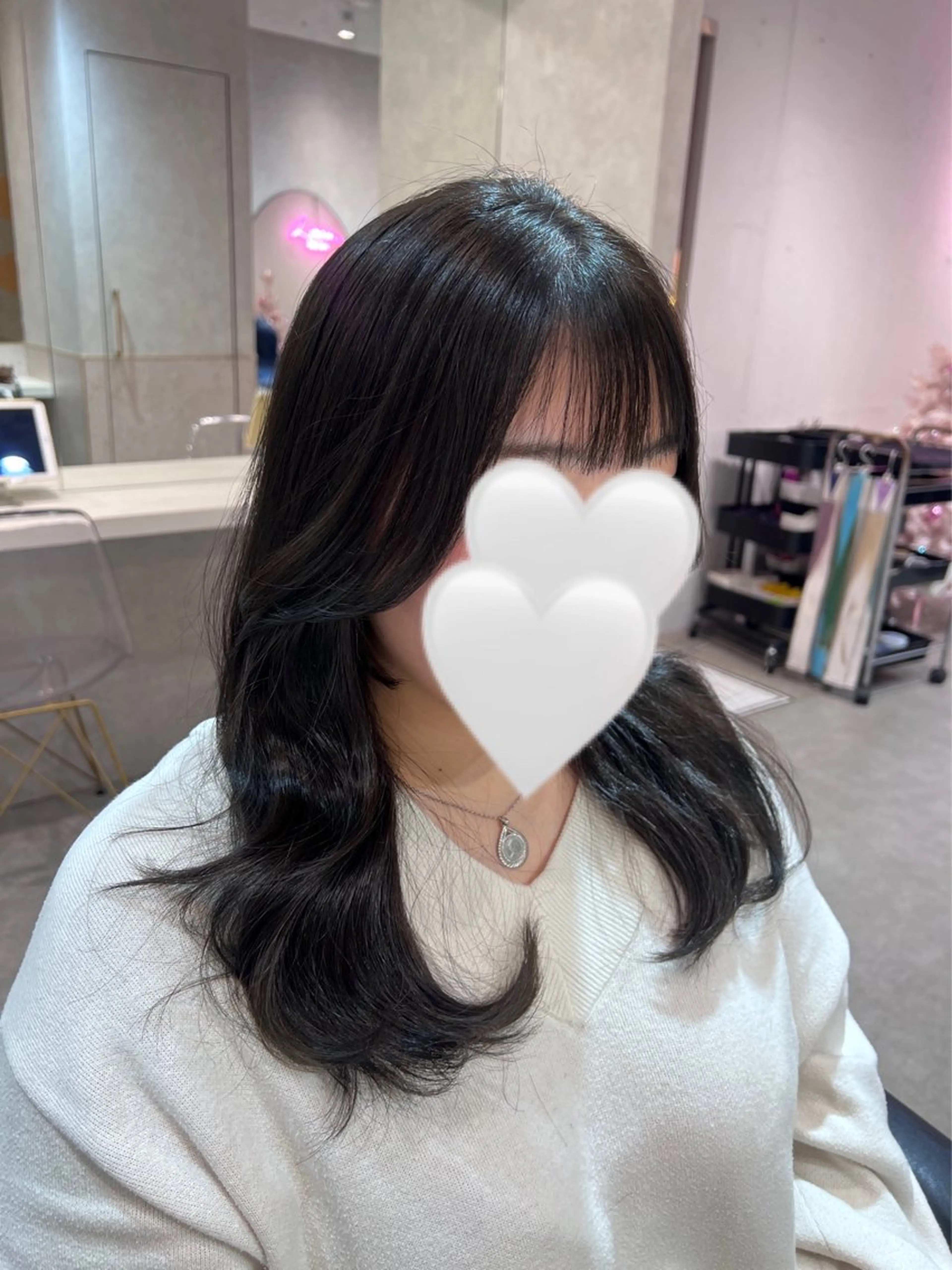 セミロング カット ヘアカラー トリートメント 🎀しゅな/韓国 レイヤー/透明感♡のヘアスタイル
