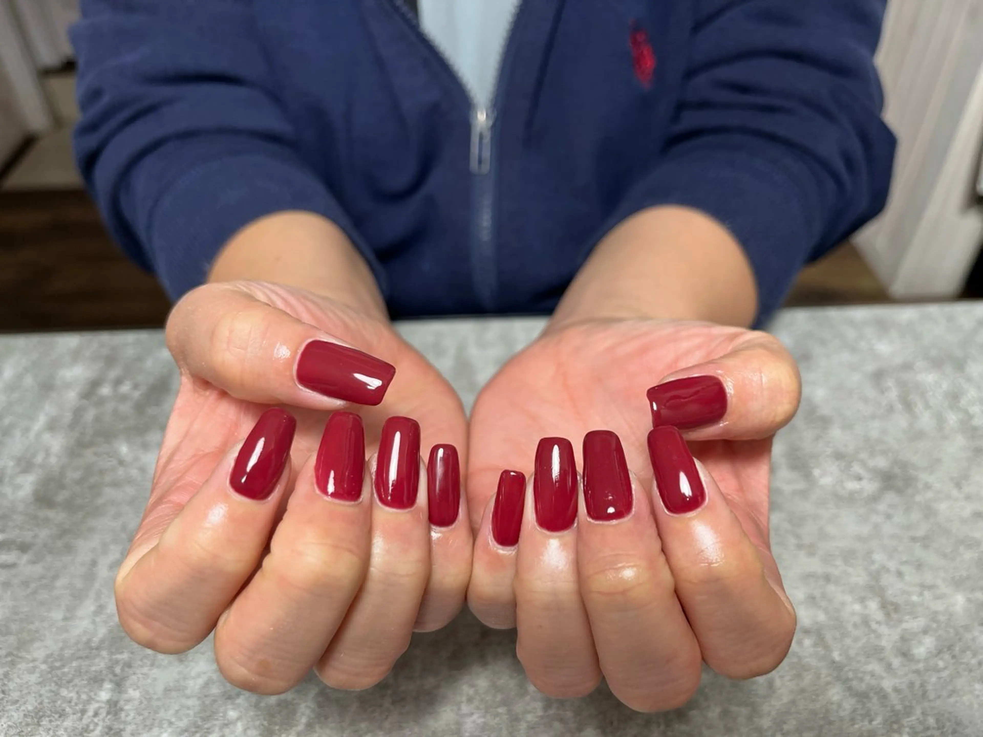 ネイル ボルドー 長さ出し ワンカラーネイル 福井 ゆののネイルデザイン