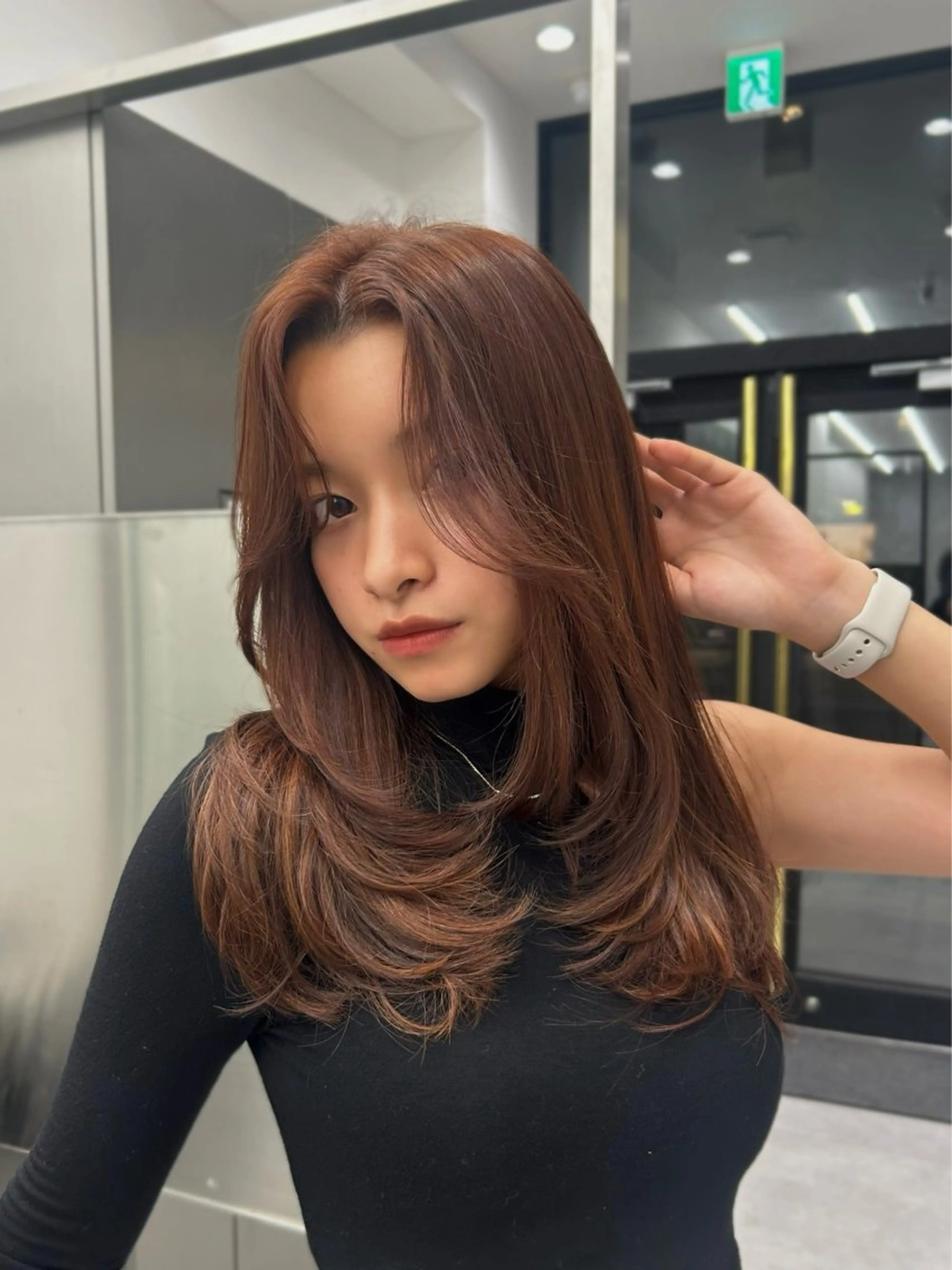 ロング オレンジブラウン レイヤーカット カット ヘアカラー 大人レイヤー/艶髪 🇺🇸TOMONAのヘアスタイル