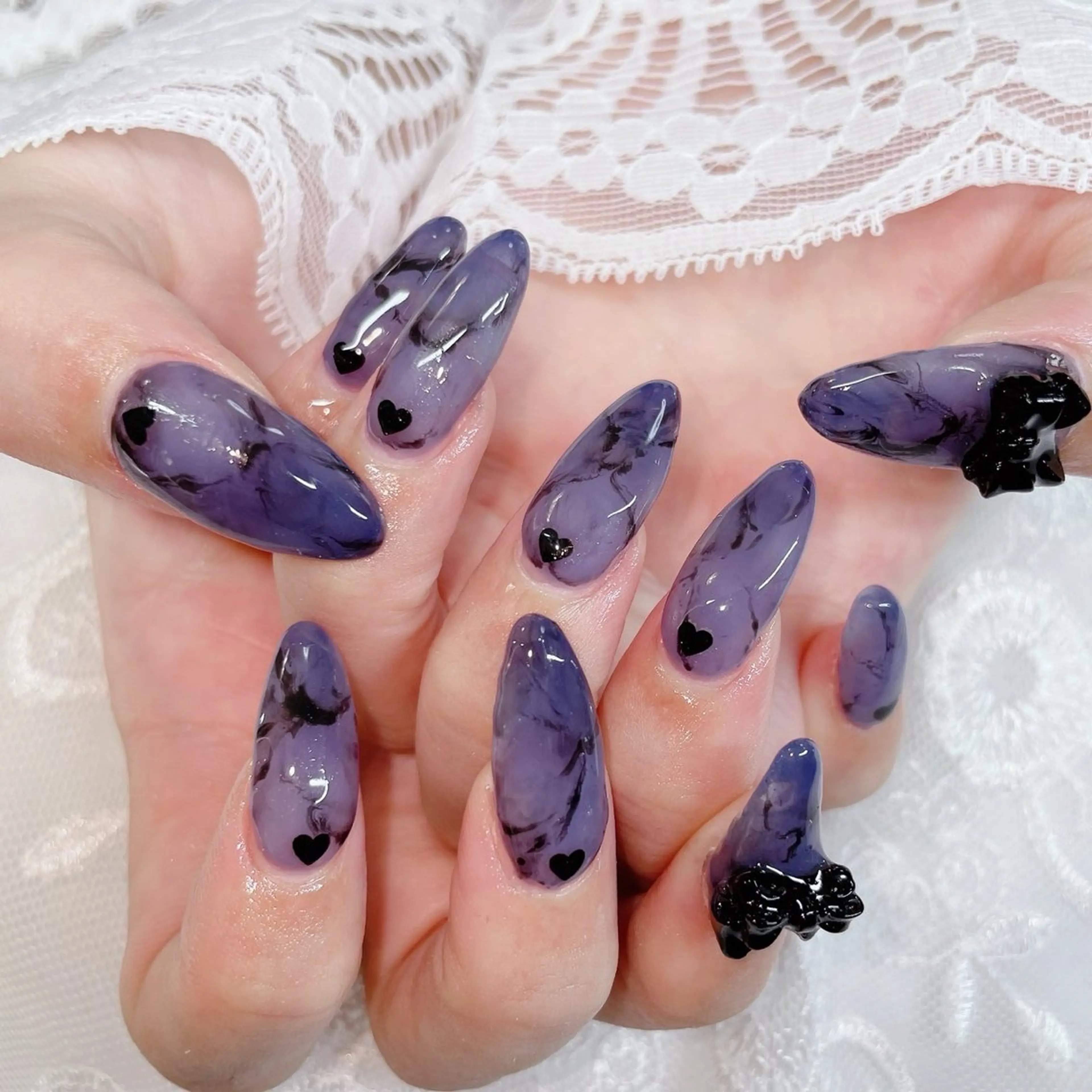 ロング ハンドネイル ハンドケア 💜MIYA nail川崎店のネイルデザイン