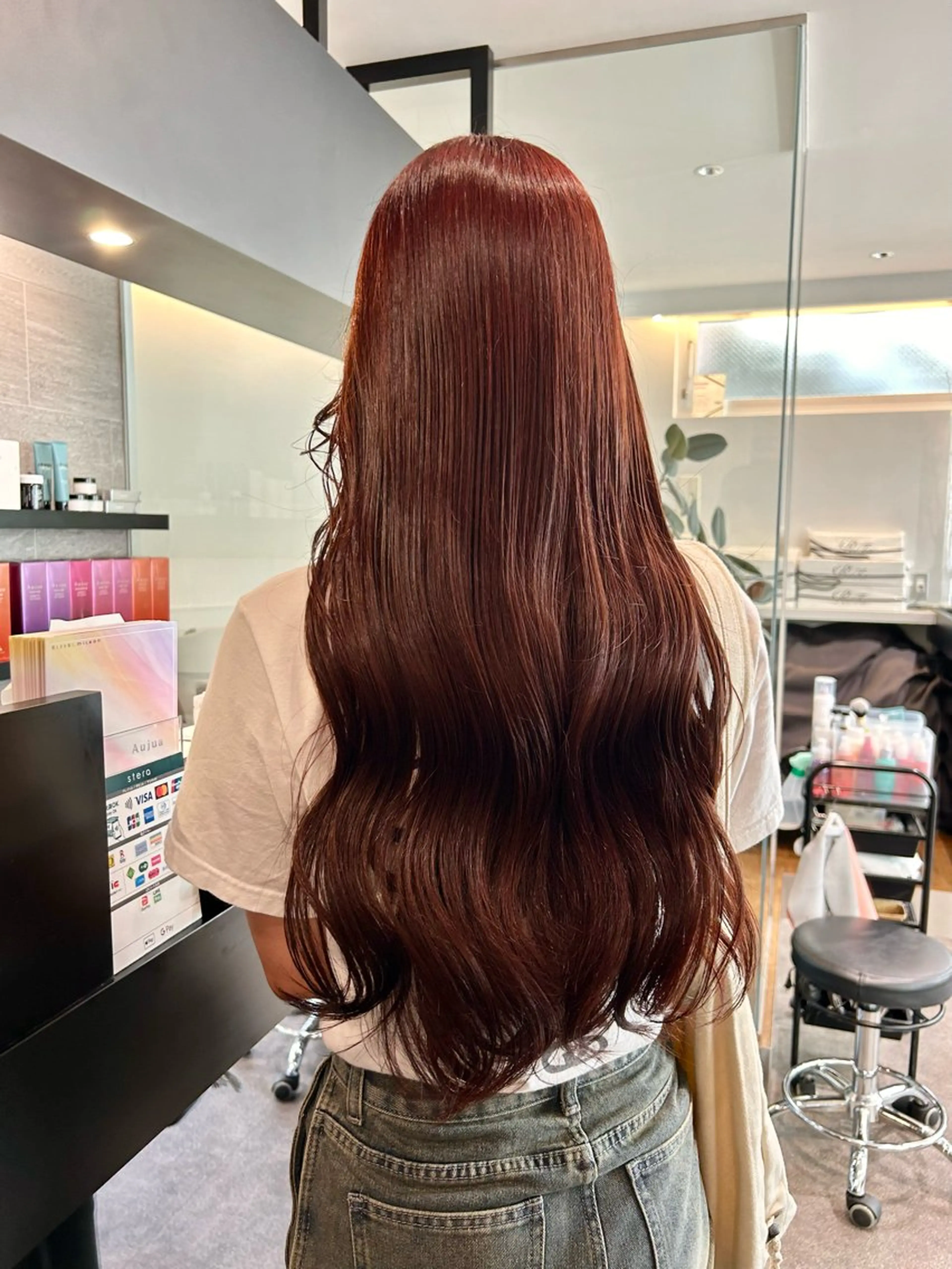 ロング カラー ブリーチ ダブルカラー ブリーチなしカラー レッドカラー 🎀パーマモデル募集 暖色/REINA🎀のヘアスタイル