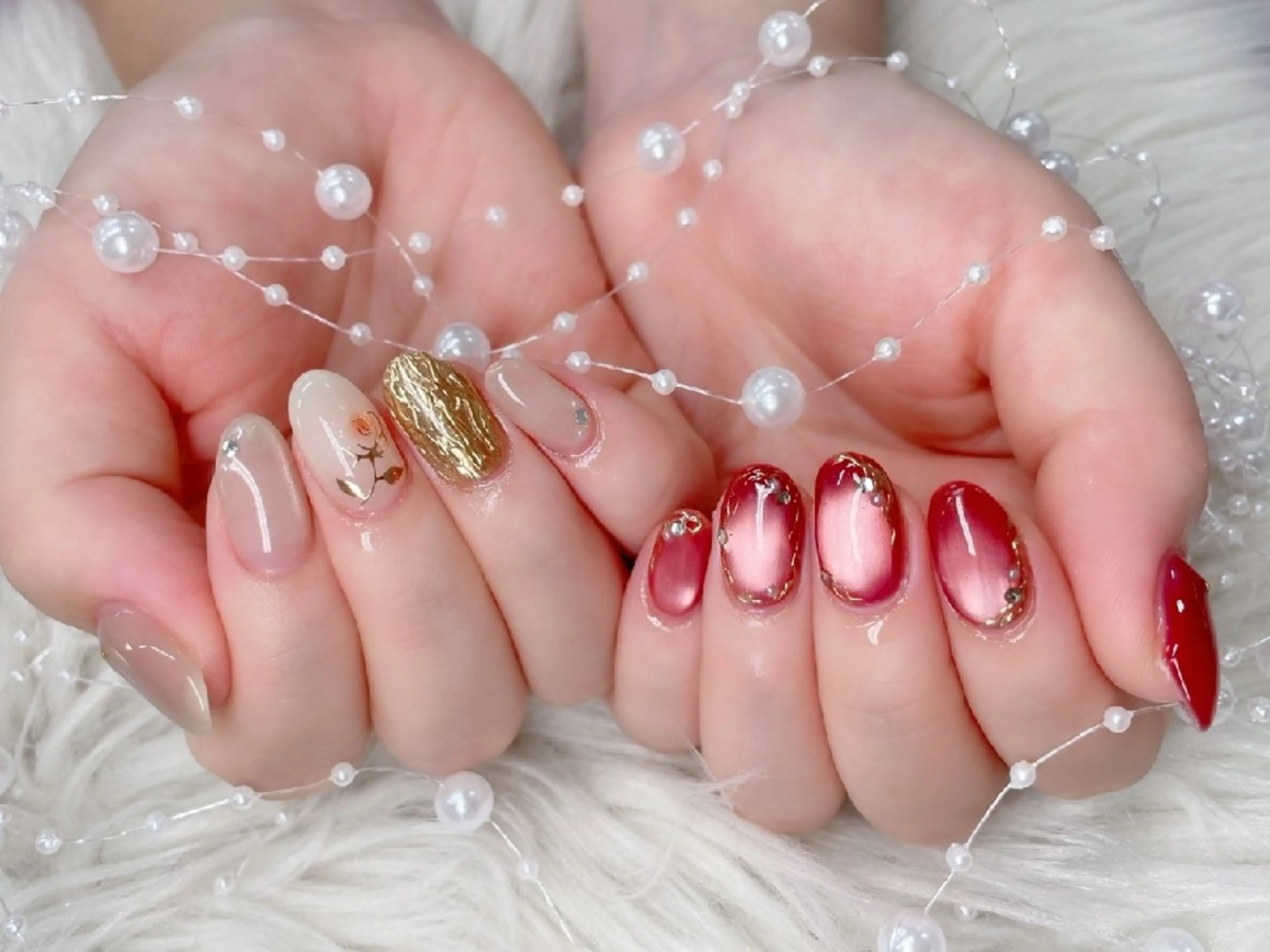 ネイル 長さ出し フラッシュネイル フレンチネイル キラキラネイル ラメ(グリッター) Chouette Nailのネイルデザイン