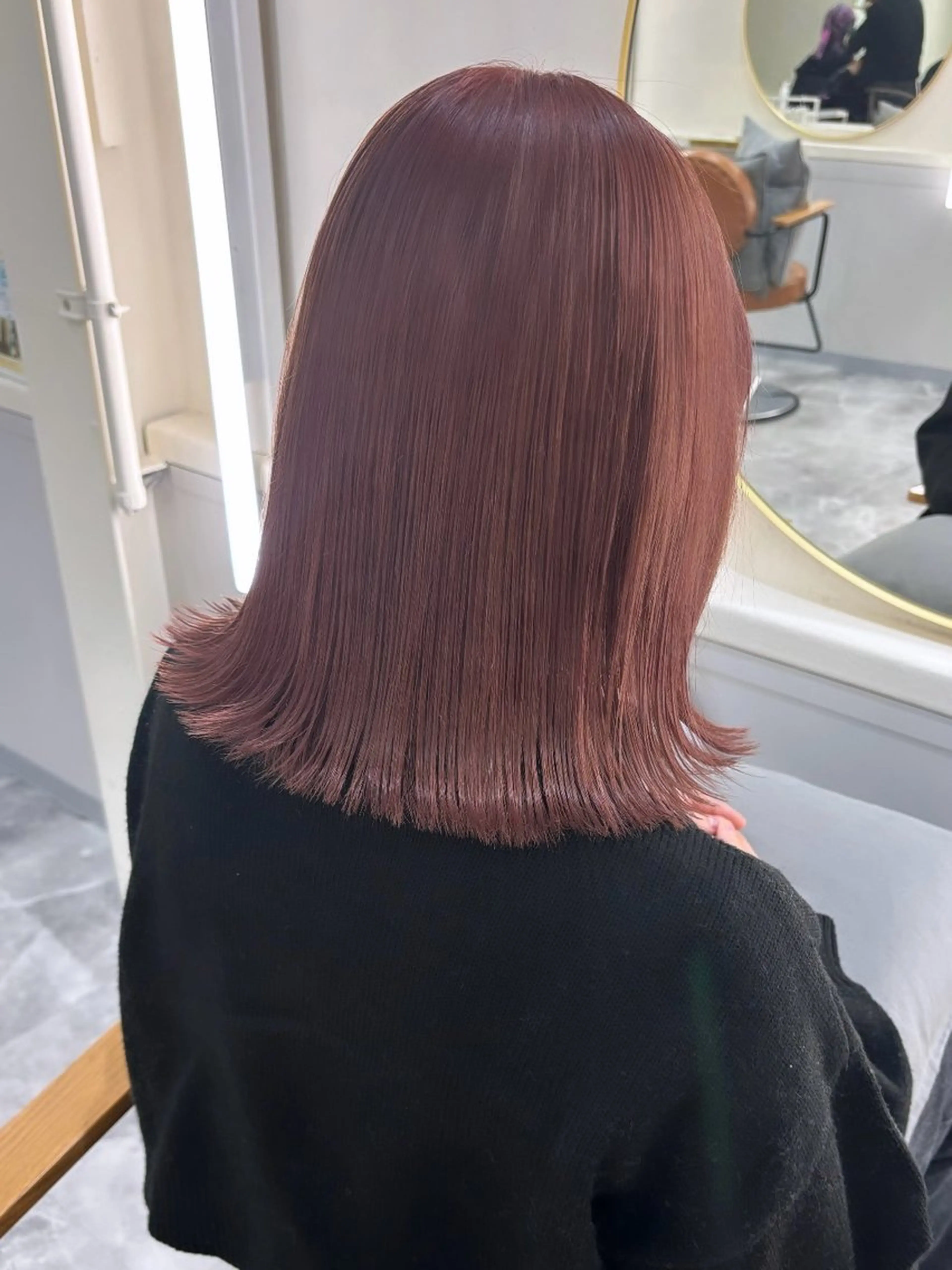 セミロング カラー ブリーチ カット ヘアカラー トリートメント Eliss 堀江所属・暖色カラー🎀 門内 梨真のヘアスタイル