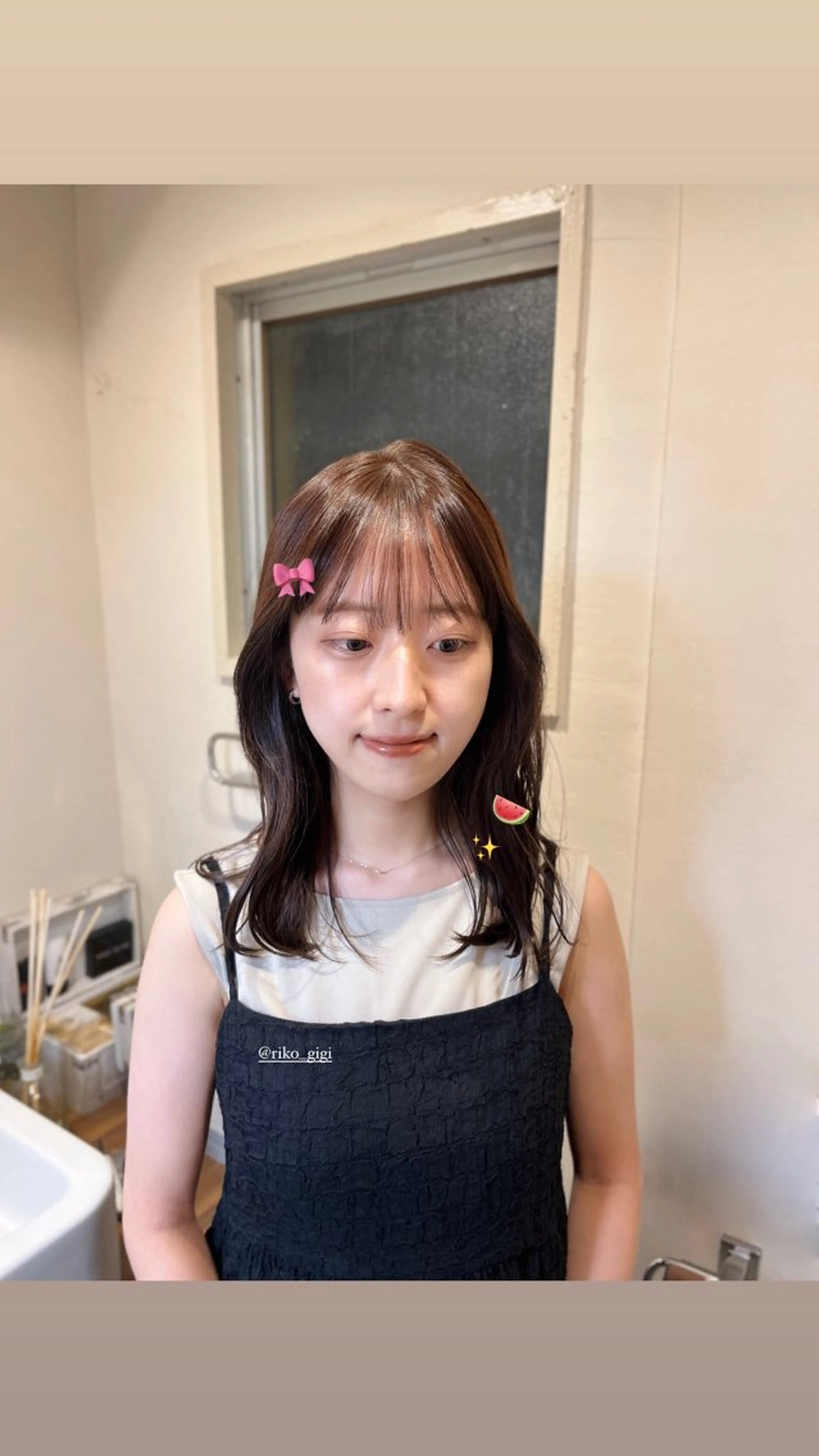 ミディアム カラー ブラウンカラー Gigi 代々木所属・りこ 🐈‍⬛韓国艶カラーのヘアスタイル