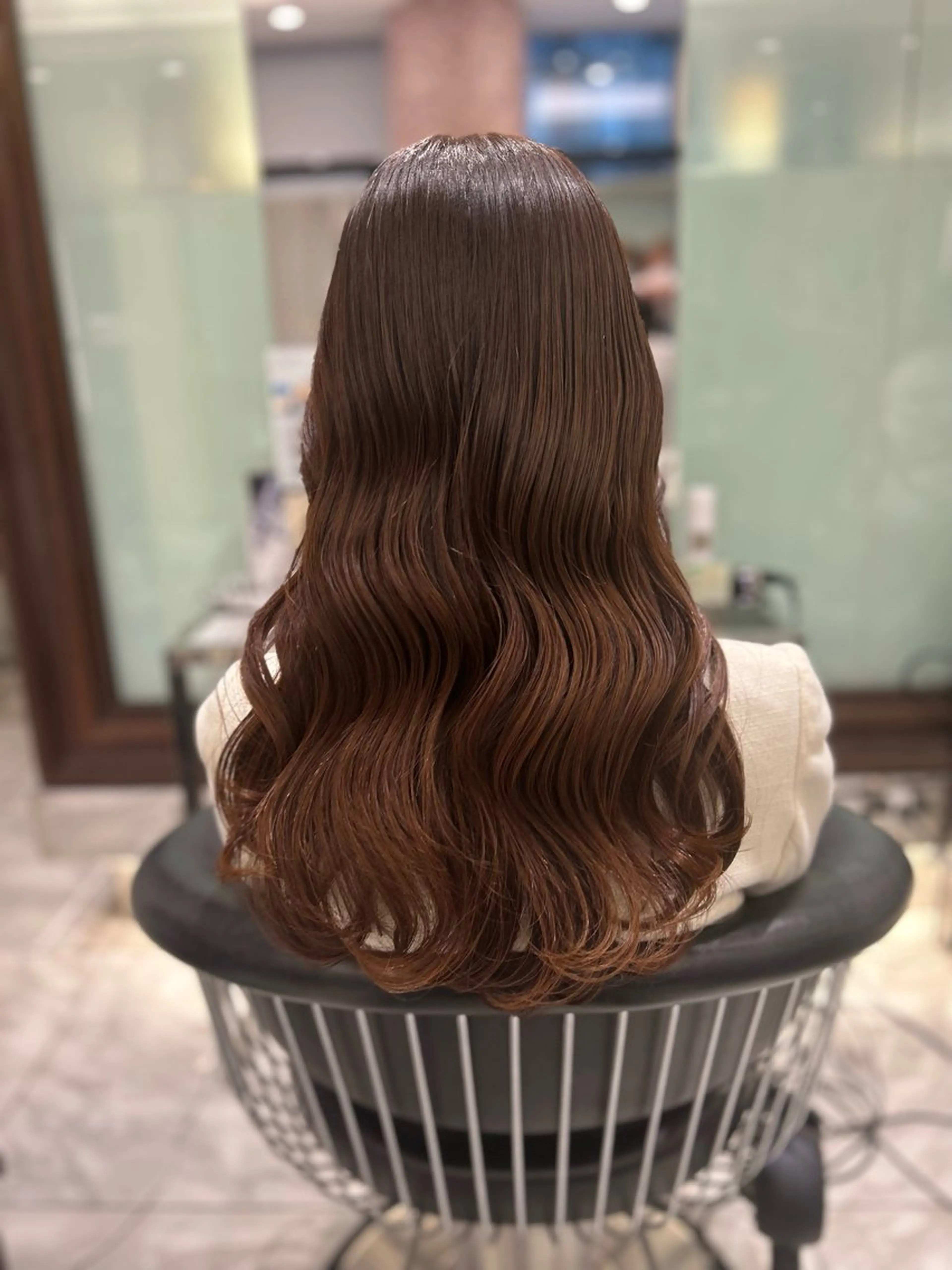 セミロング カラー パーマ カット ヘアカラー トリートメント 垢抜けヘア 韓国ヘア銀座近下菜央のヘアスタイル