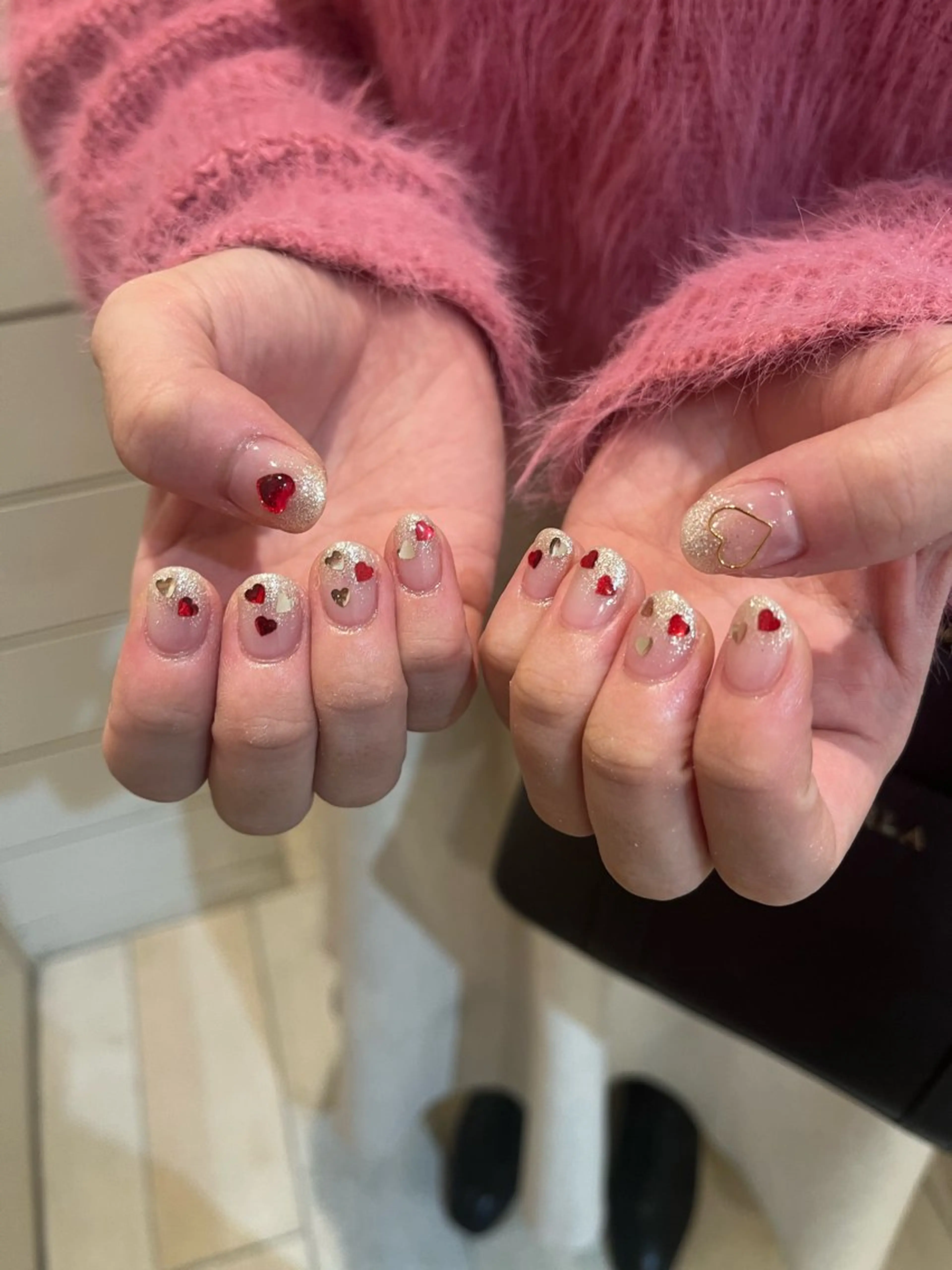 ネイル ハート バレンタイン ハンドネイル Momone /渋谷/パラジェルのネイルデザイン
