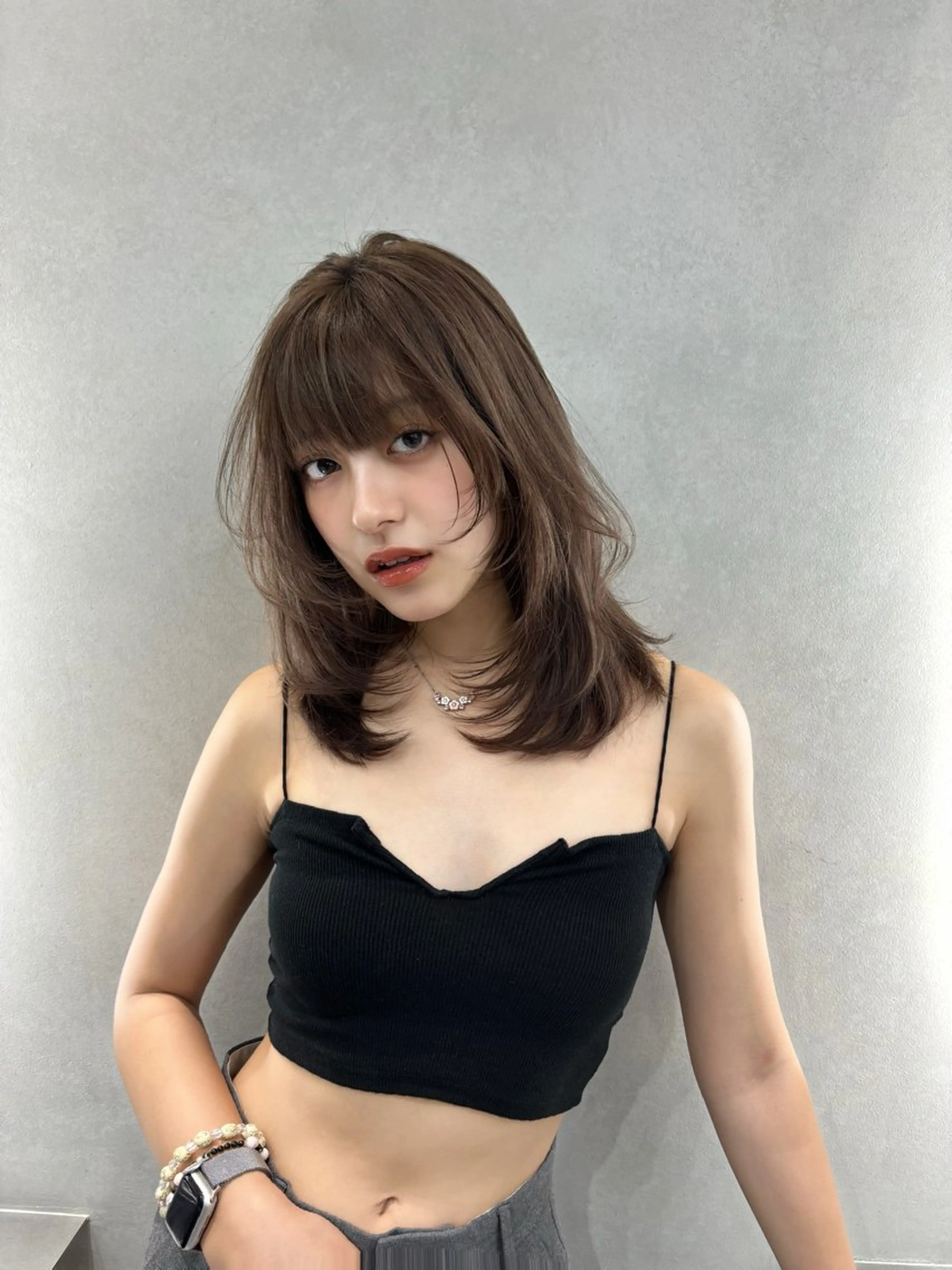 セミロング カット トリートメント emi 韓国ワンホンヘアのヘアスタイル