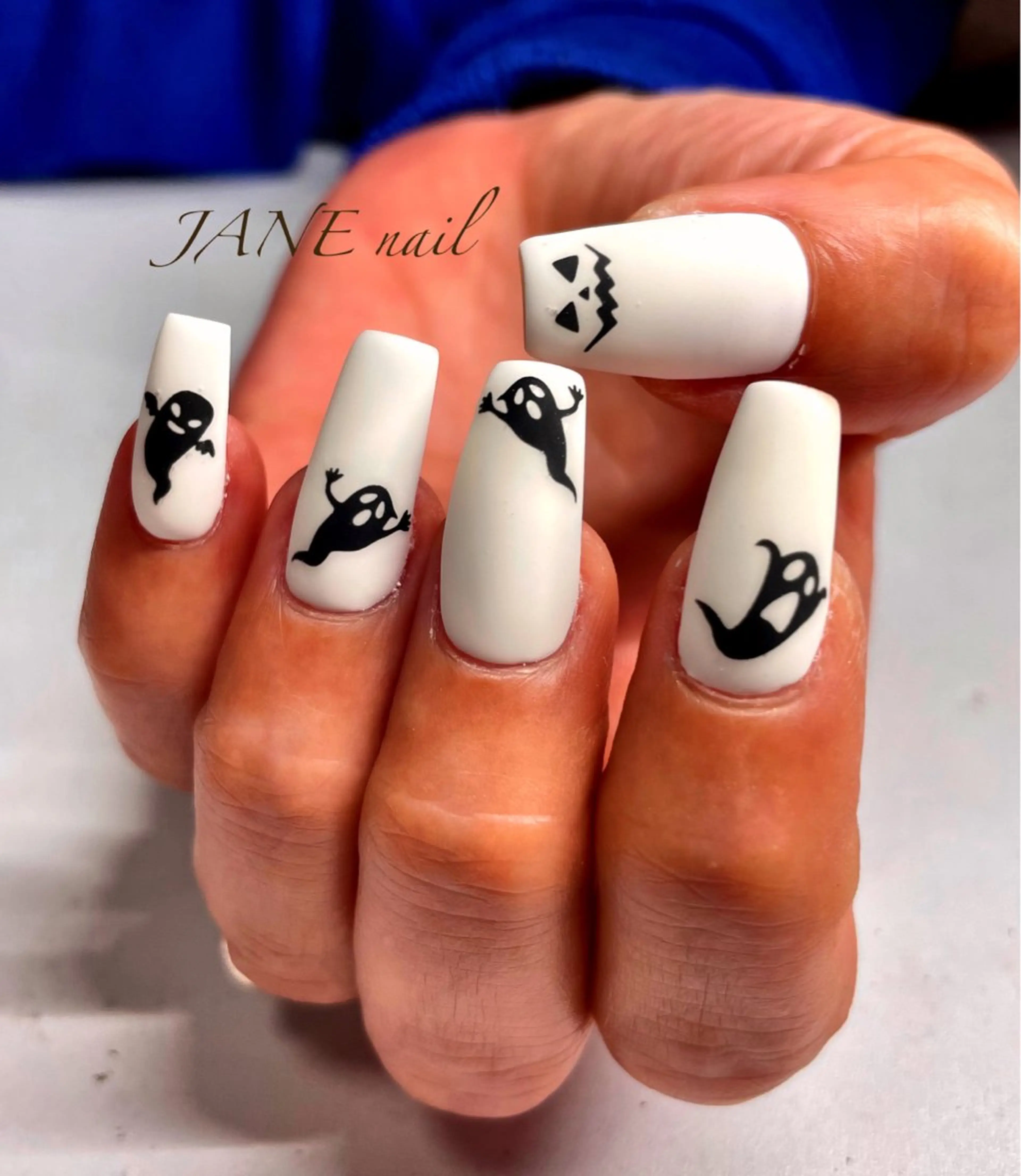ネイル ハロウィン ロングネイル マットネイル ハンドネイル Nail Salon JANEのネイルデザイン