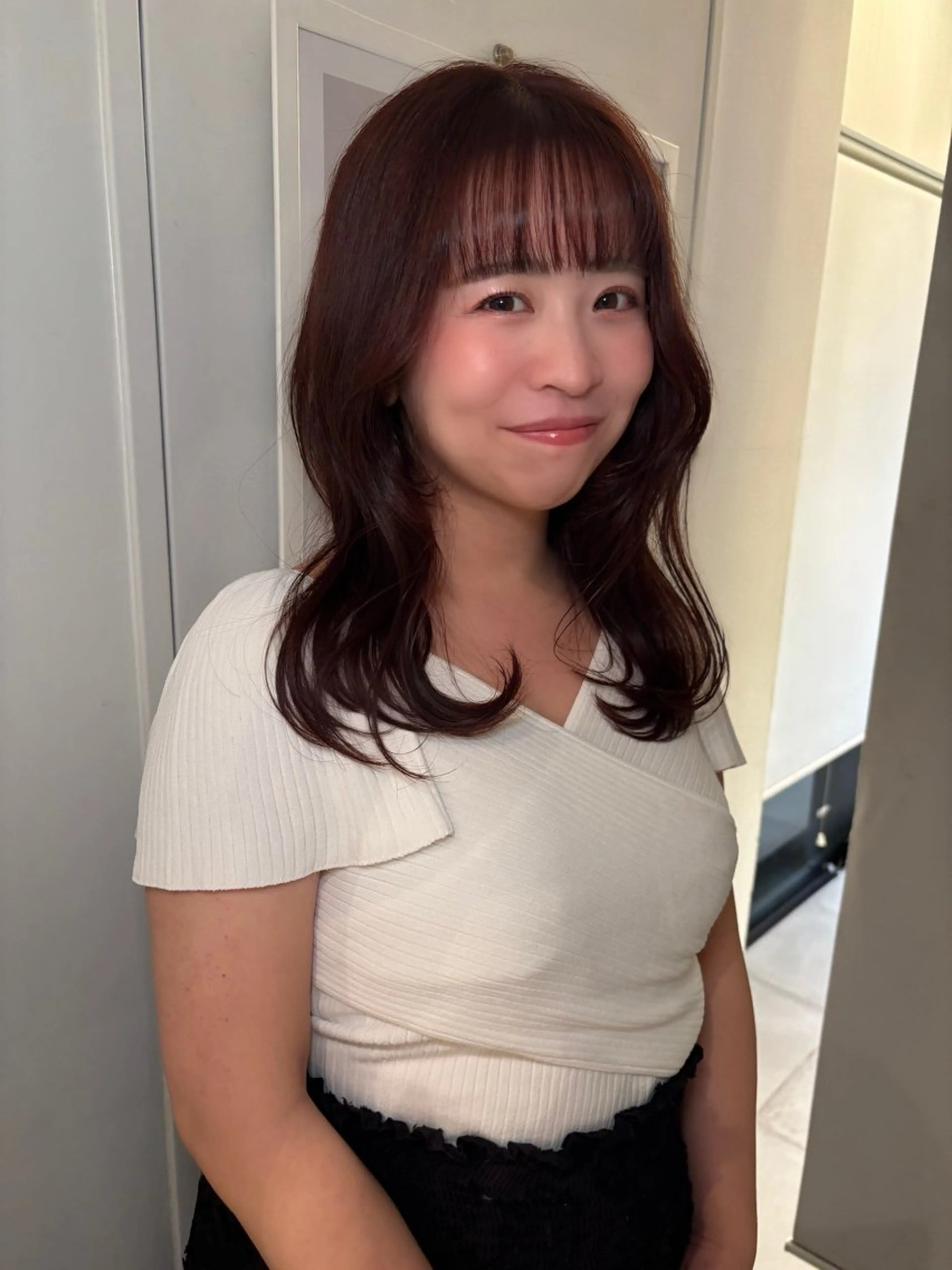 セミロング カラー ブラウンカラー ピンクカラー ピンクブラウン カット ヘアカラー riria🎀カット /透明感カラーのヘアスタイル