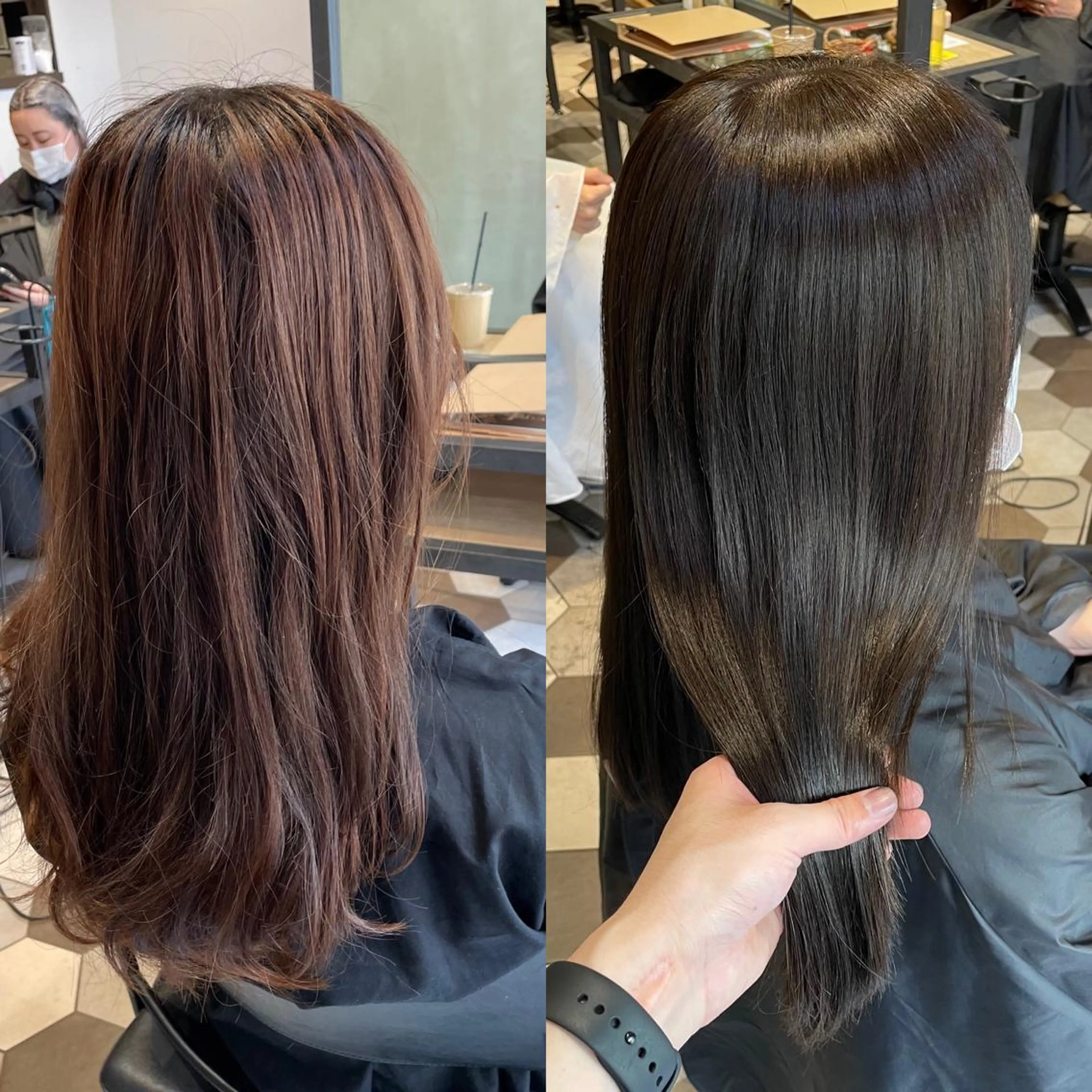 セミロング カット ヘアカラー トリートメント 髪質改善、縮毛矯正 酸性縮毛矯正のヘアスタイル