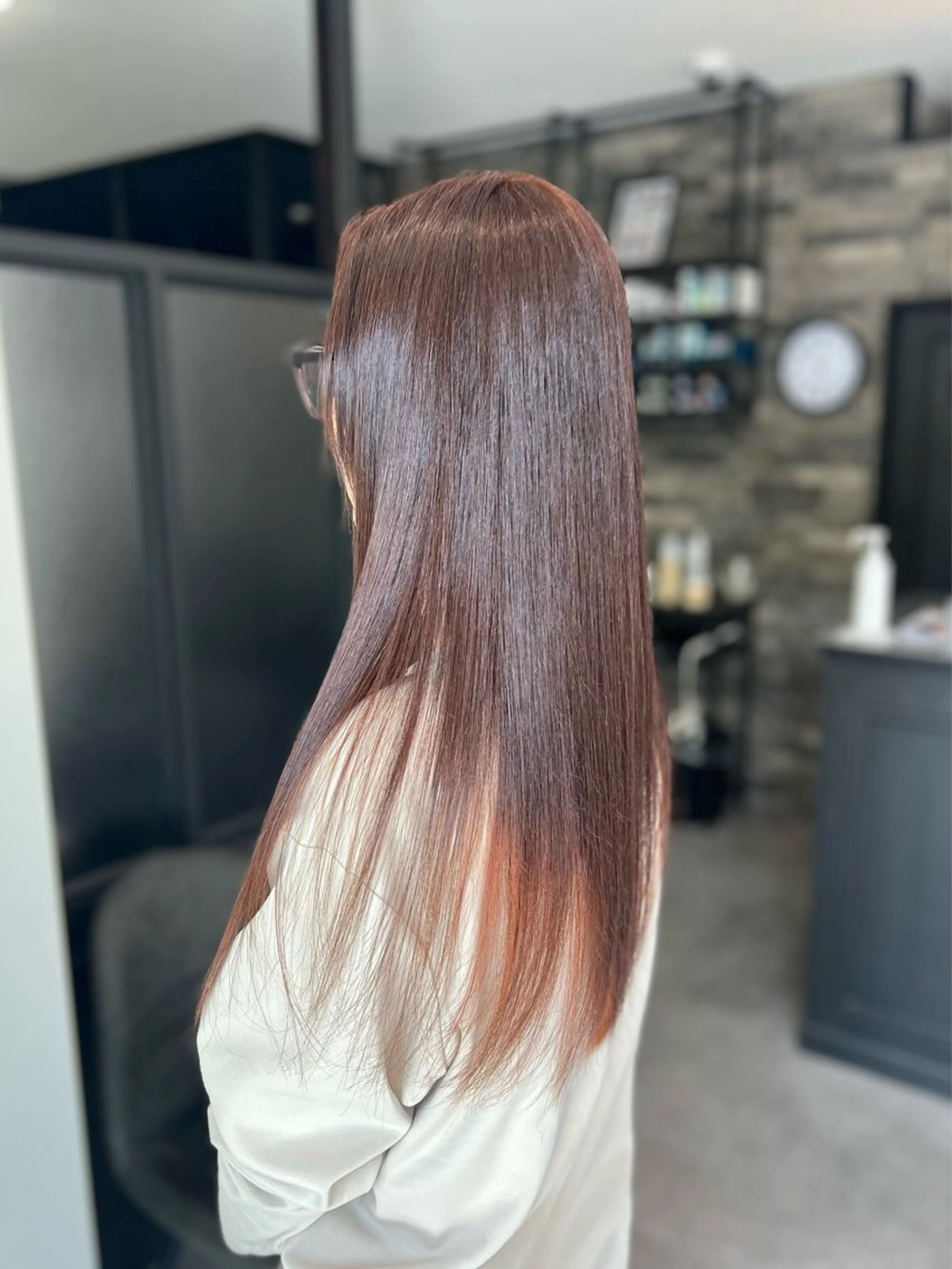 ロング カラー ブリーチ ブラウンカラー オレンジ オレンジブラウン ヘアカラー Dia ‎ アキヨシ ミユのヘアスタイル