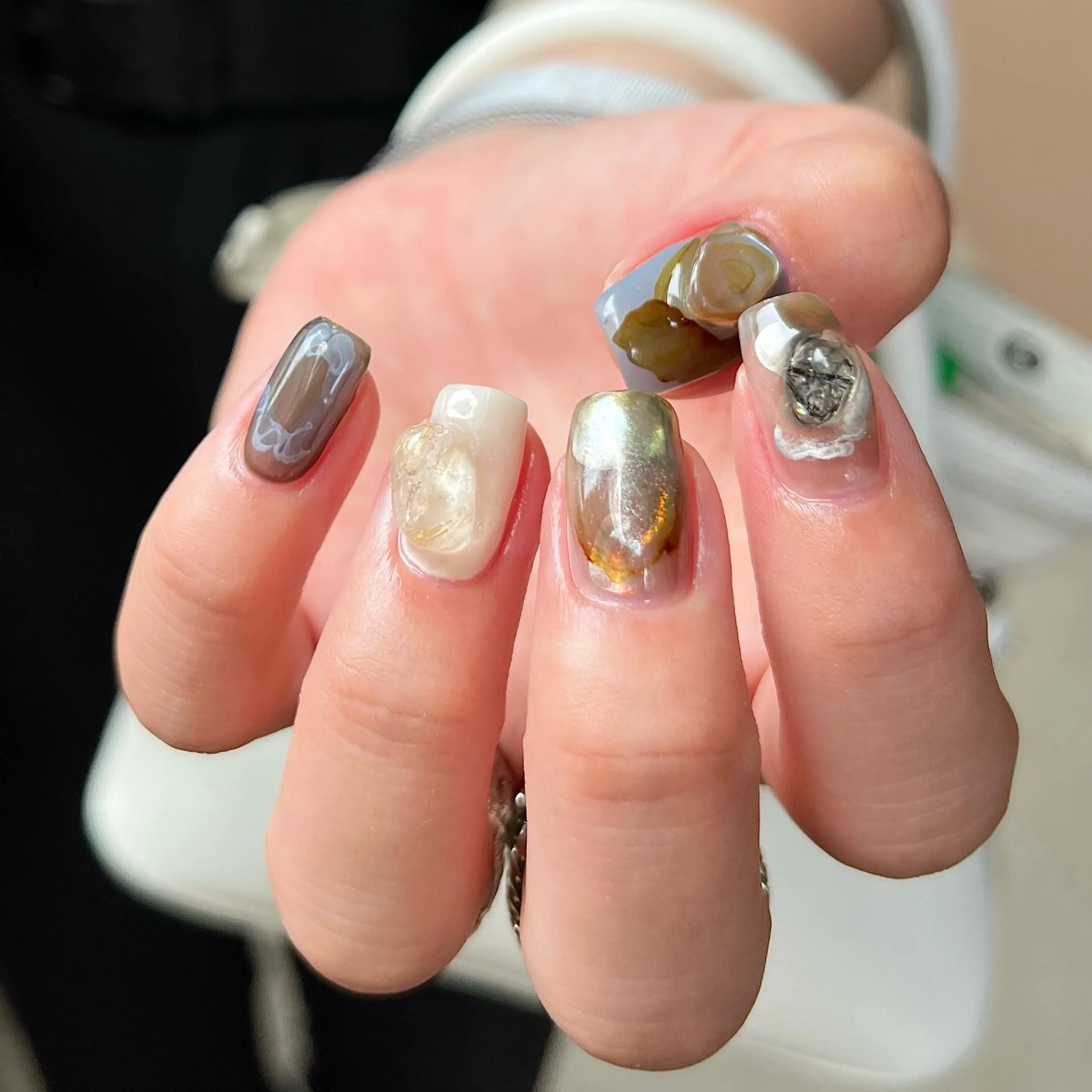 ネイル グリーン 持ち込み ハンドネイル nail salon O (en)所属・vegh. nail／阿波座のネイルデザイン