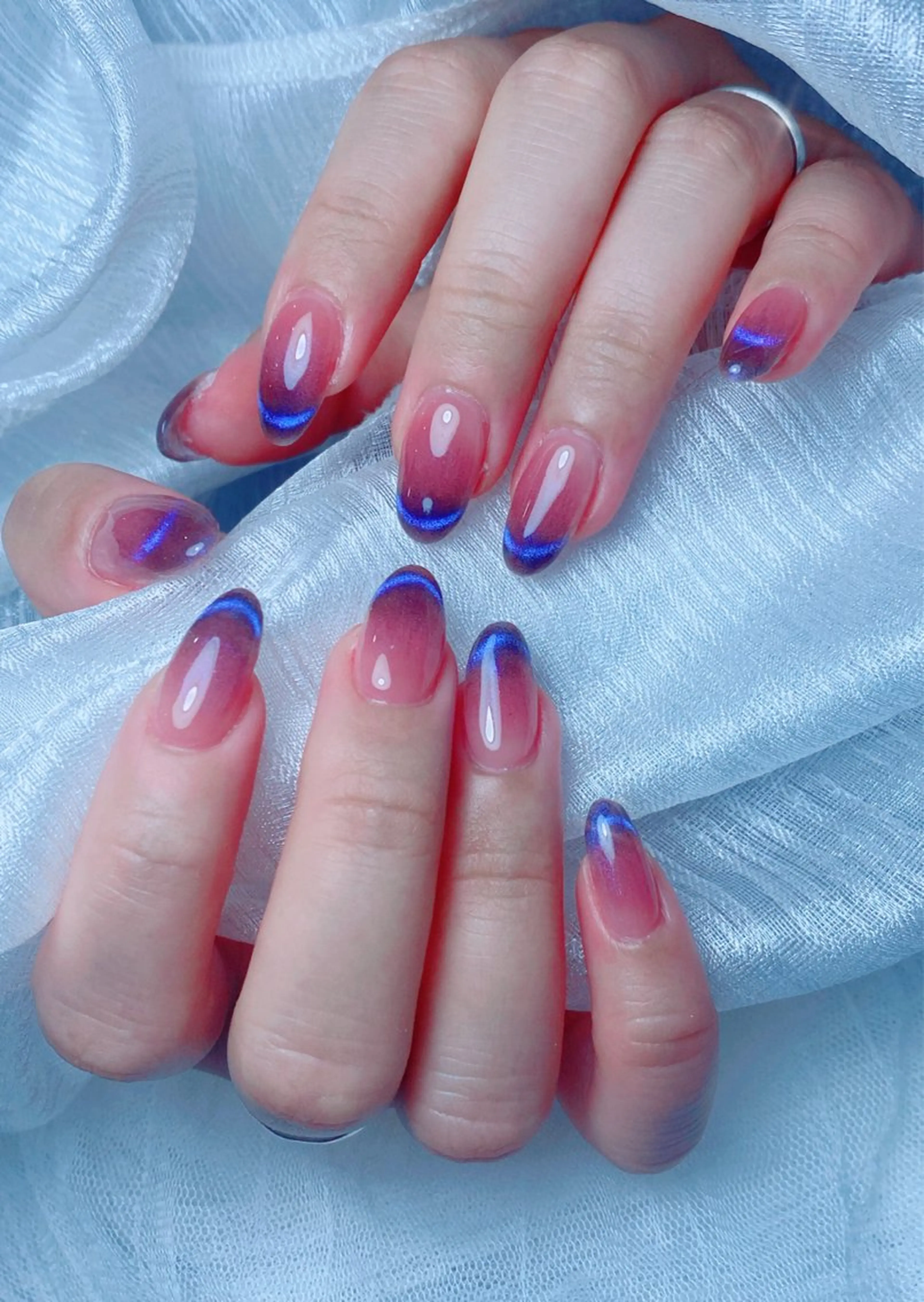ネイル フレンチネイル マグネットネイル マグネットフレンチ ハンドネイル Candy nailのネイルデザイン