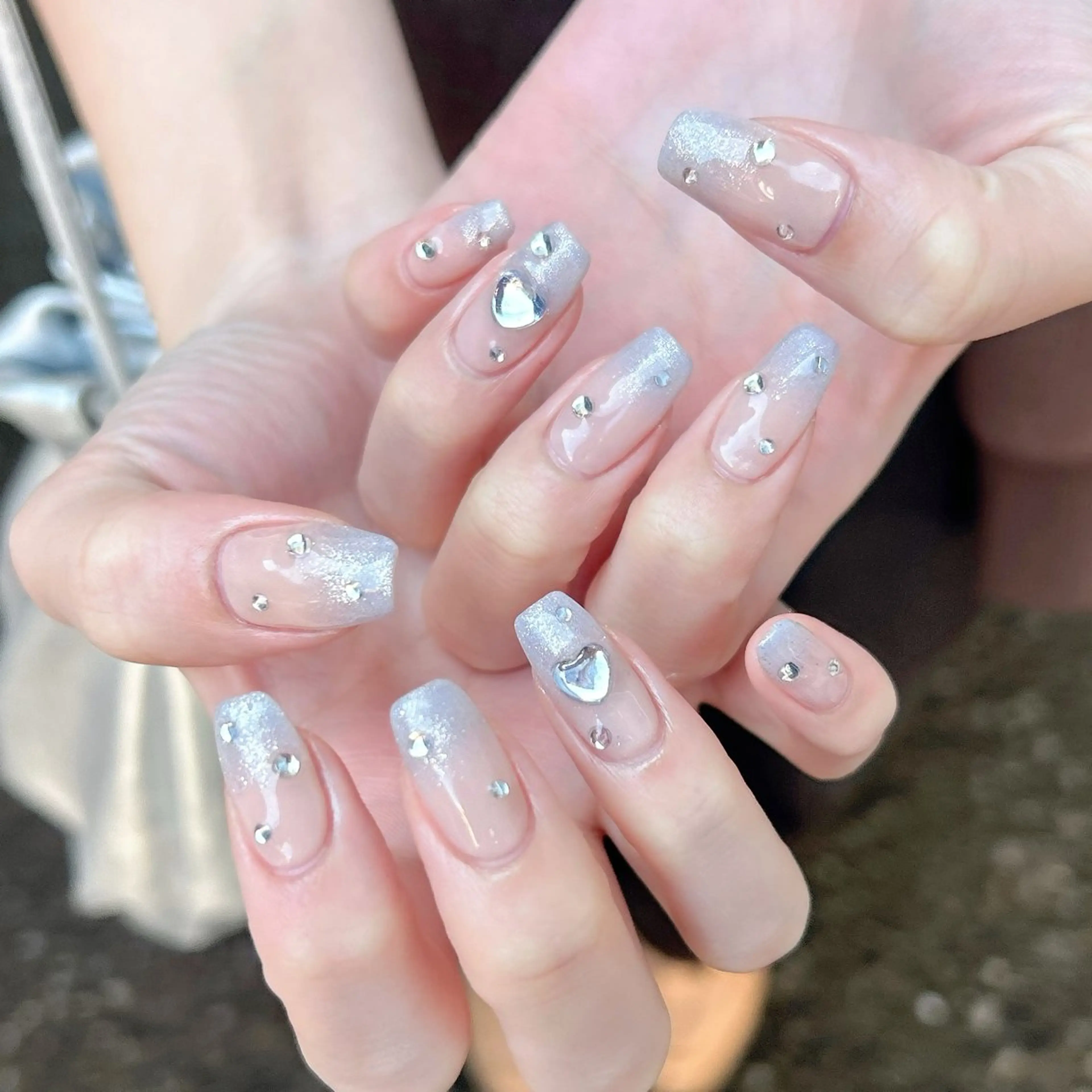 ネイル ジェルネイル グラデーション ハート キラキラネイル パラジェル ハンドネイル Nail Kのネイルデザイン