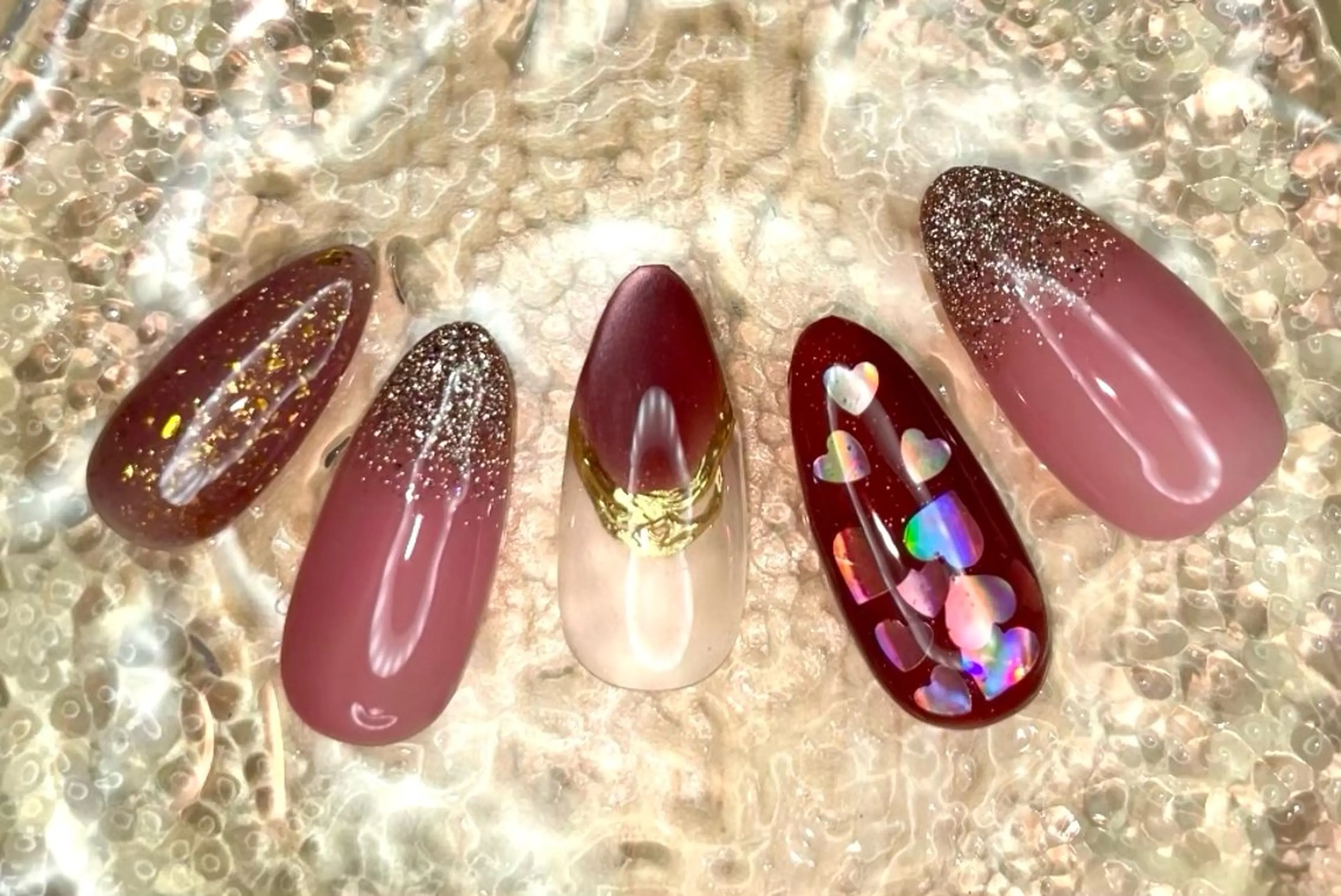💎オフ+ハート埋め込みネイル💕の写真
