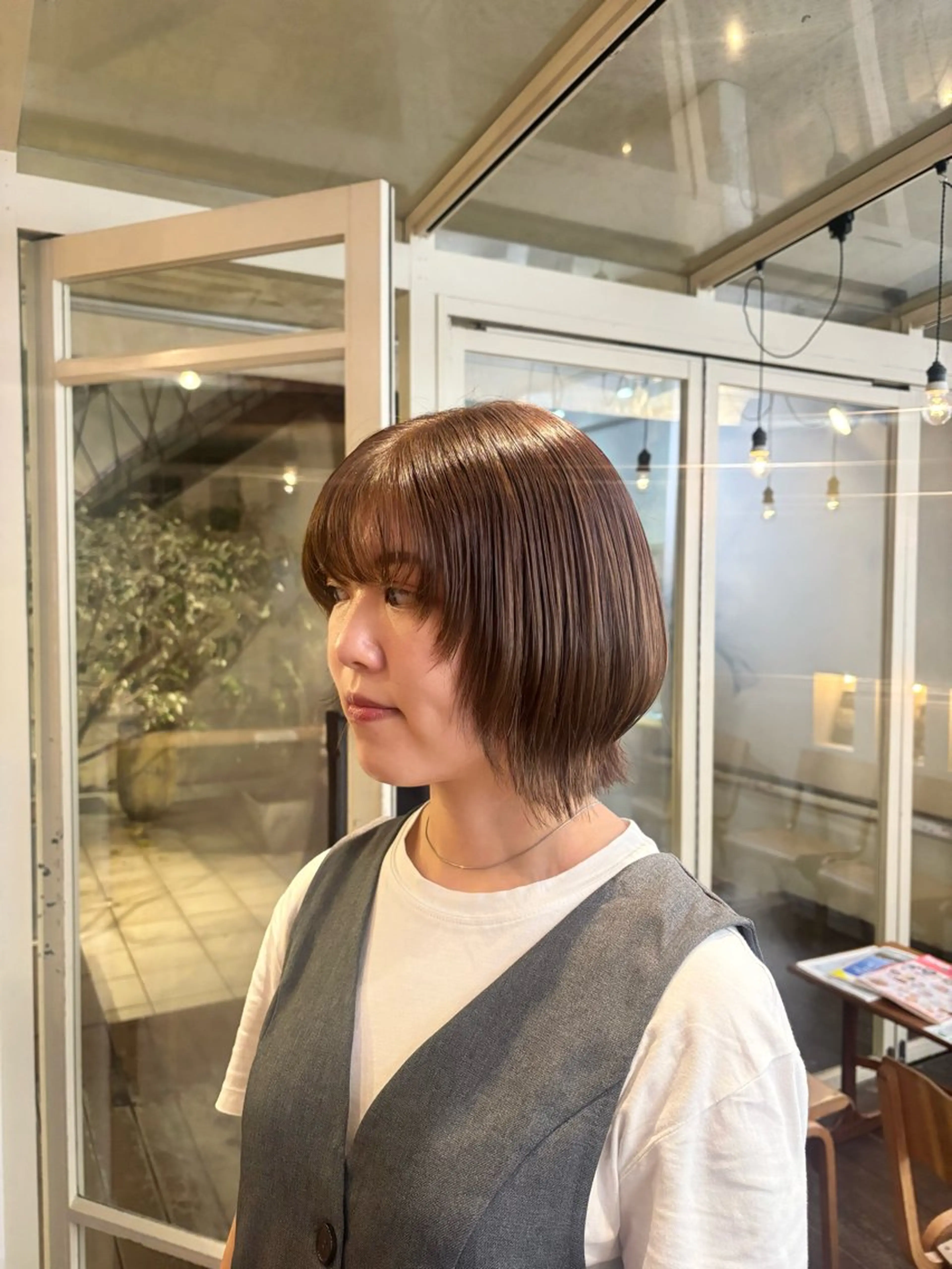 ミディアム ヘアカラー くいた あやなのヘアスタイル