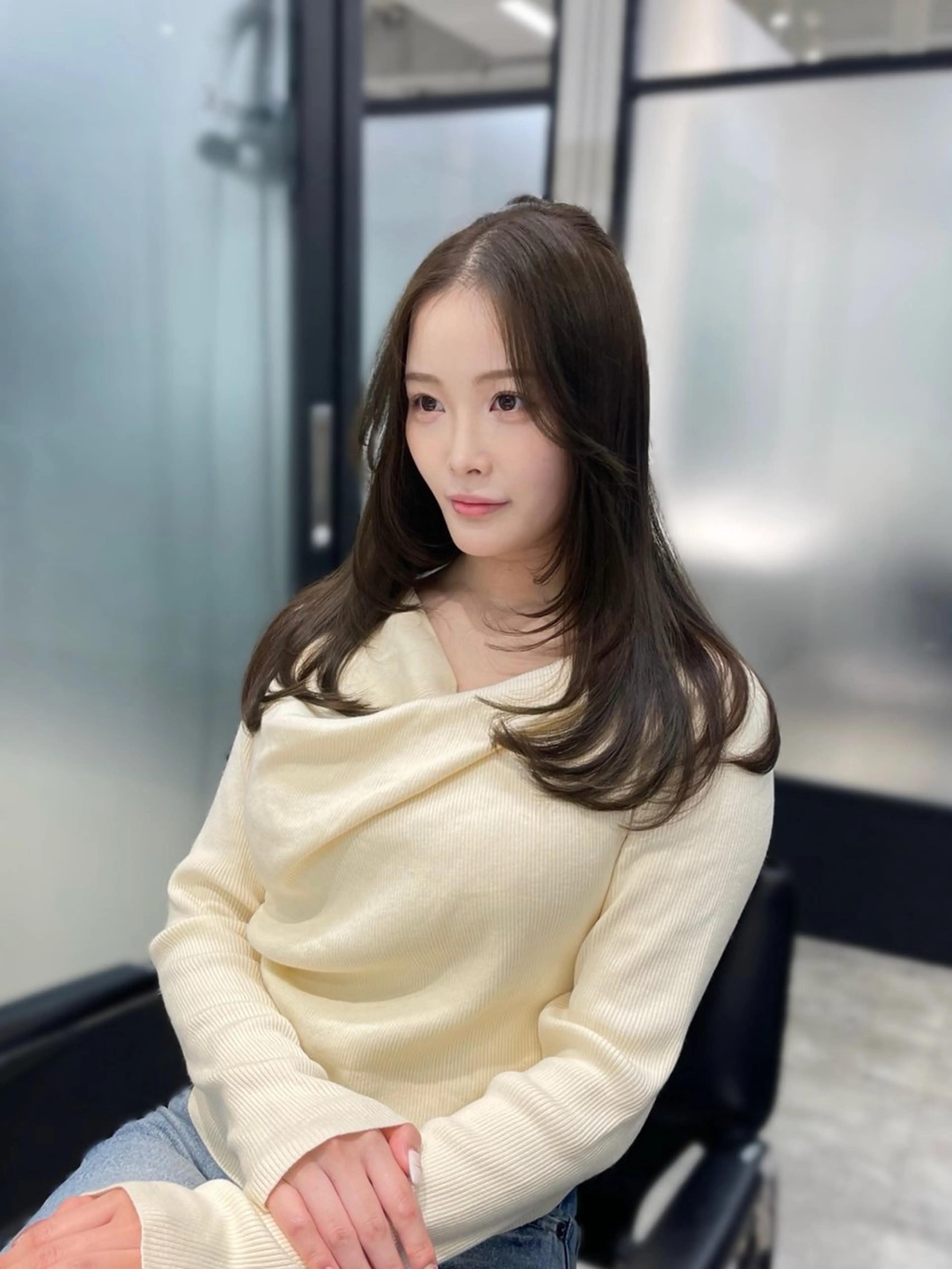 ロング 韓国風ヘア レイヤーカット カット トリートメント 韓国レイヤーカット 髪質改善▫️水野有真のヘアスタイル