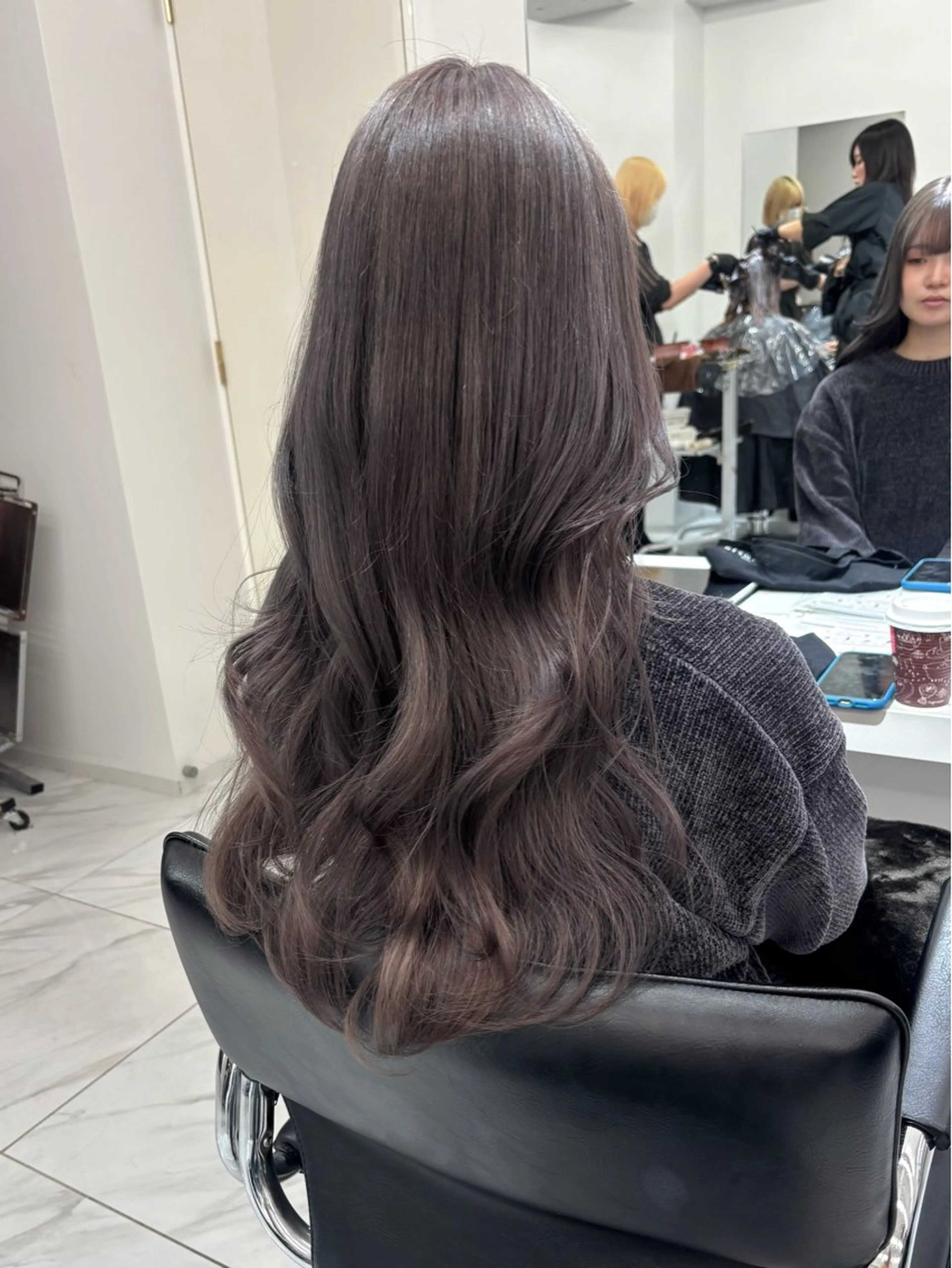 ロング カラー ブリーチ 透明感カラー グレージュ ヘアカラー トリートメント 大人韓国ヘア 渋谷/Satsukiのヘアスタイル