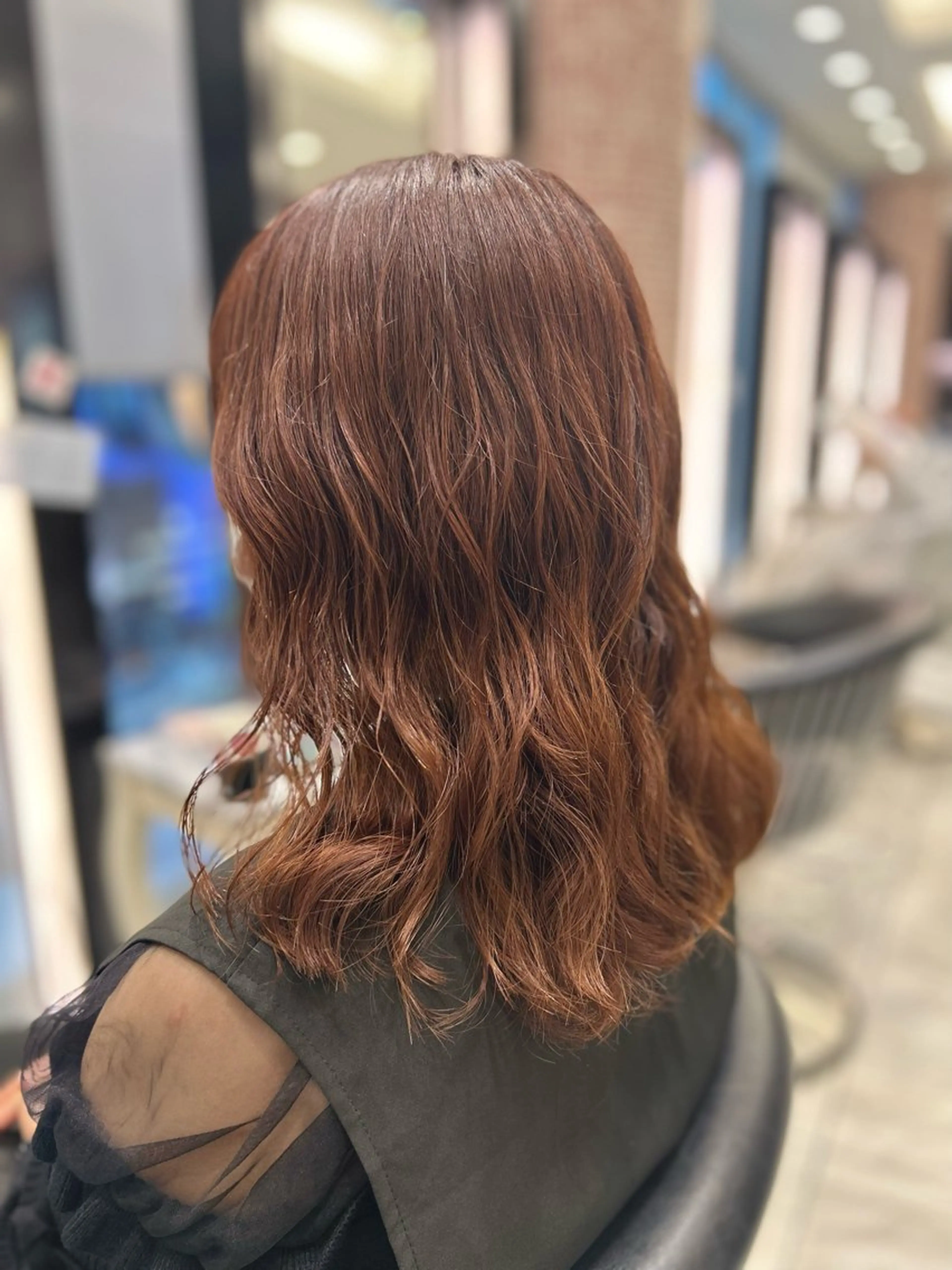 ミディアム パーマ カット パーマ 垢抜けヘア 韓国ヘア銀座近下菜央のヘアスタイル