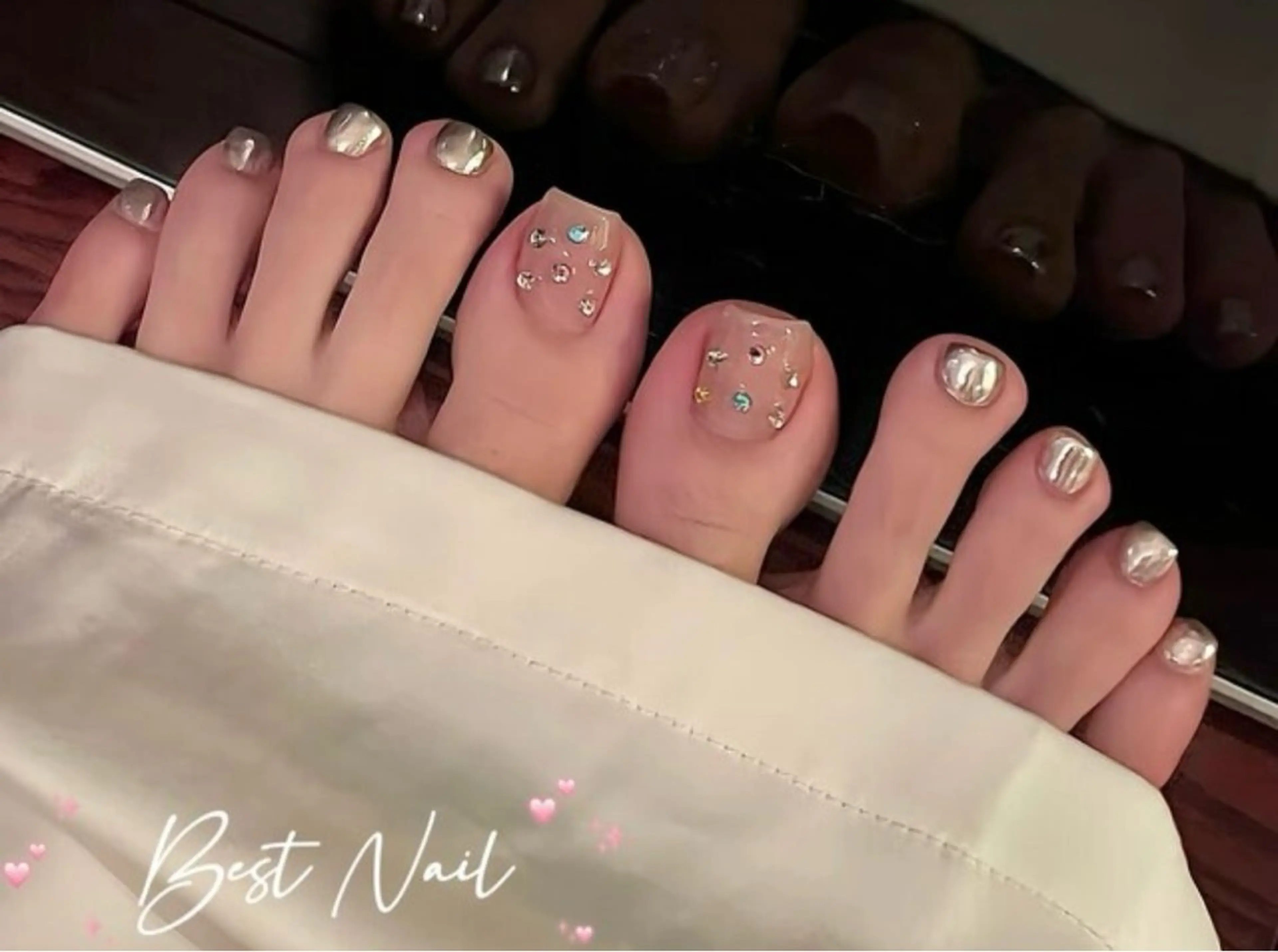ネイル オーロラネイル クリアネイル 長さ出し ジェルネイル 韓国ネイル フットネイル best nailのネイルデザイン