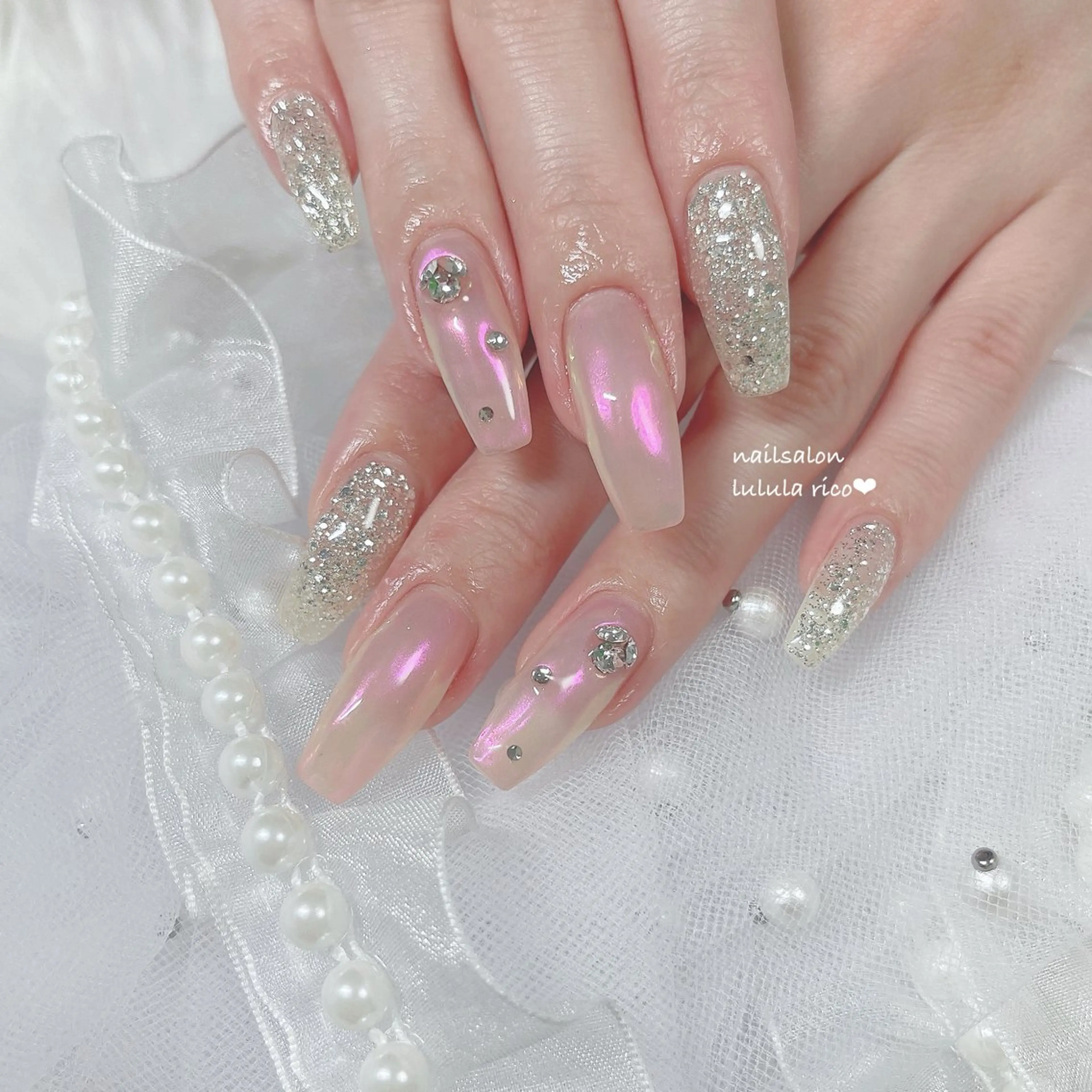 ネイル フレンチネイル ガーリー 韓国ネイル ワンホンネイル lulula ricoのエステ・リラクイメージ