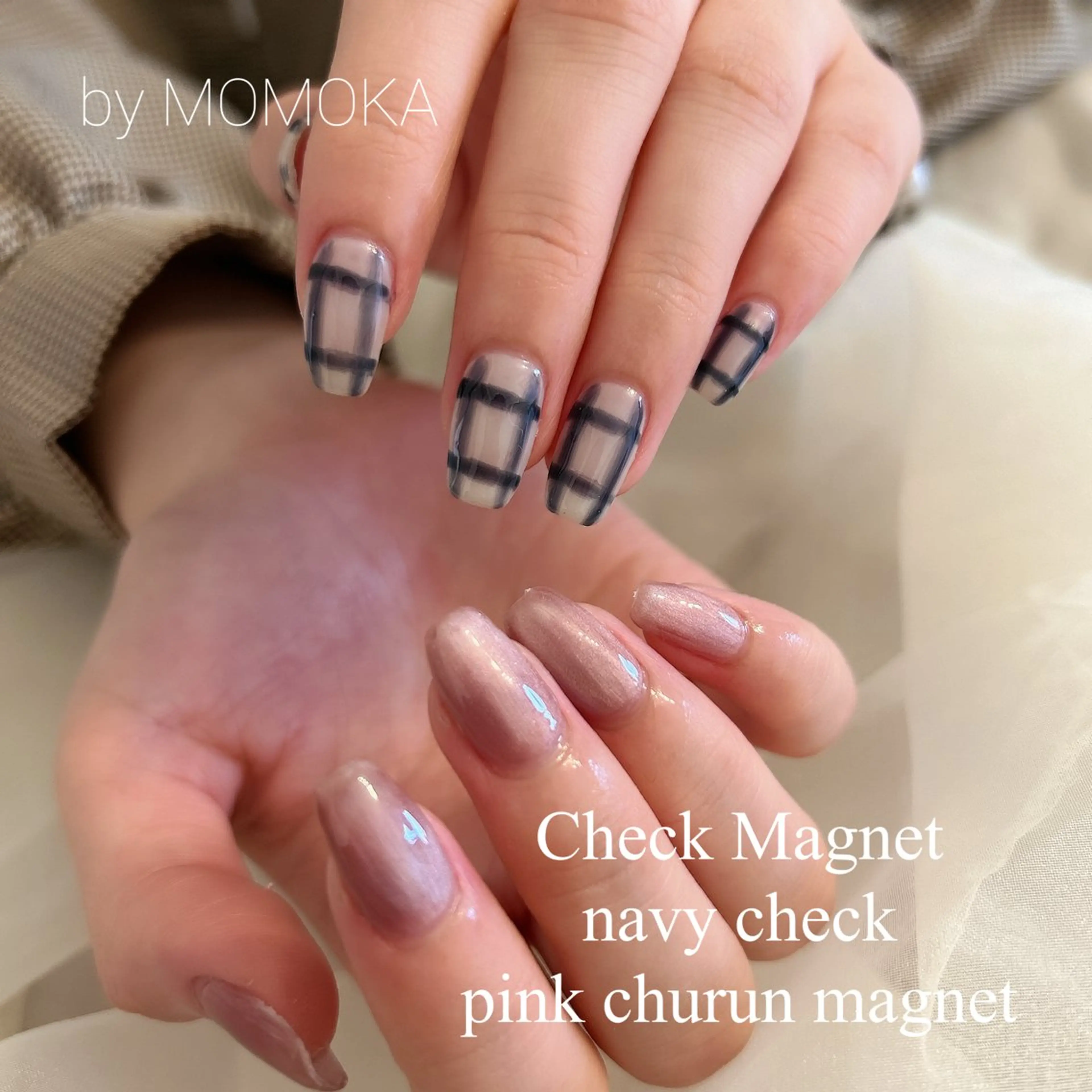 ネイル マグネットネイル ネイビー ハンドネイル momoka_nails所属・Momo Nailsのネイルデザイン