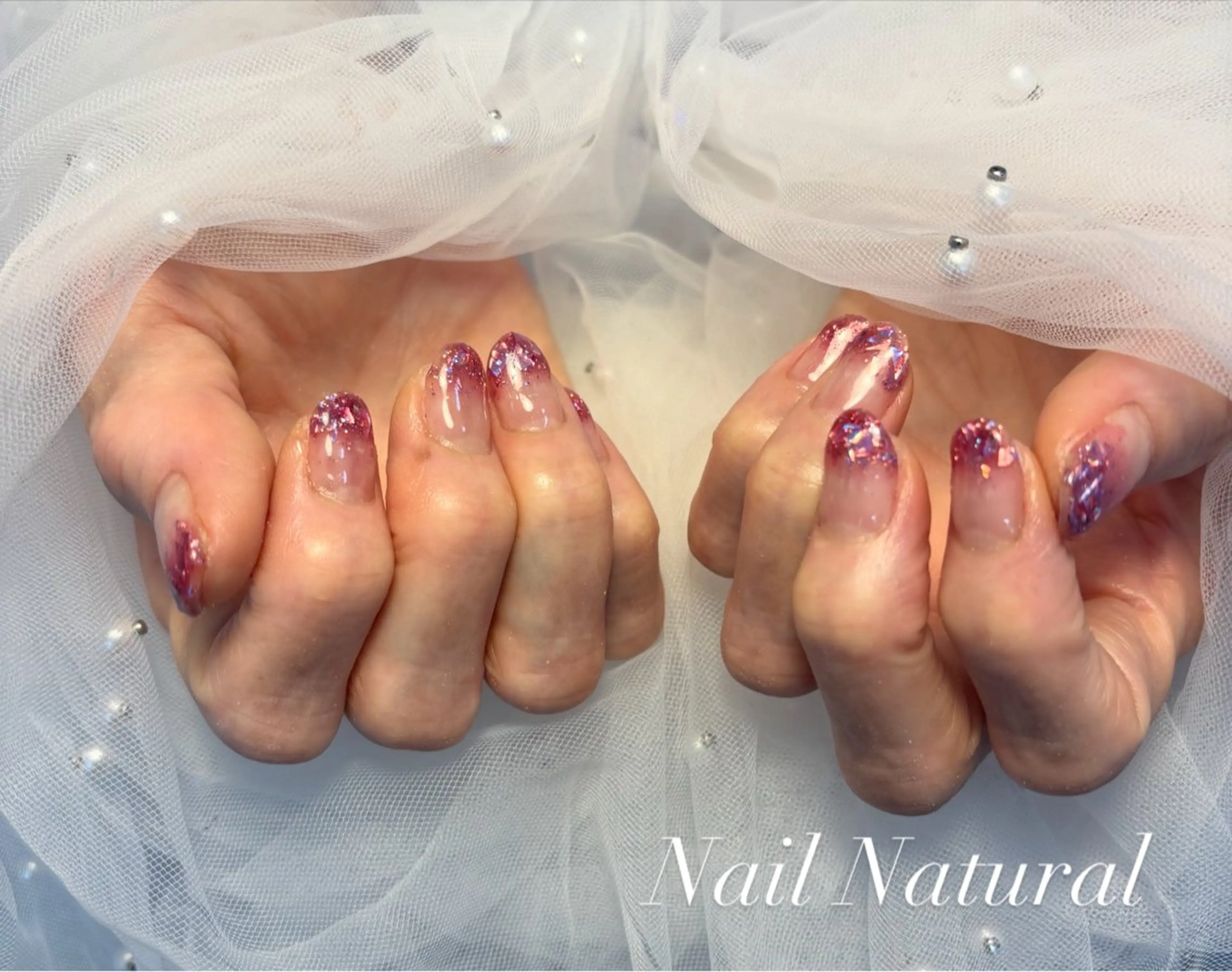 ネイル フラッシュネイル フットネイル フレンチネイル ジェルネイル ガラスフレンチ ハンドネイル Nail salon Natulalのネイルデザイン