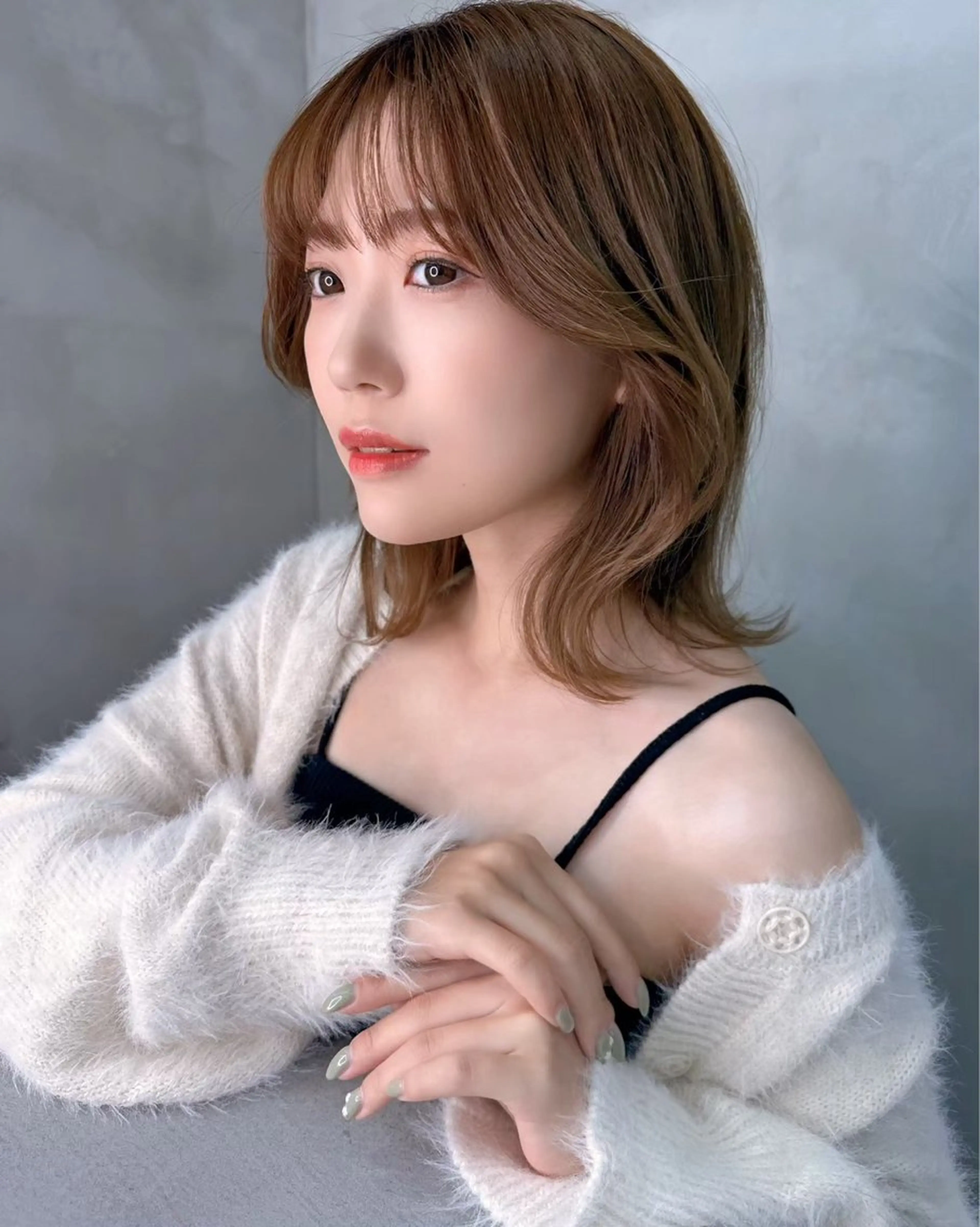 ミディアム カラー ボブ 顔周りカット 韓国風ヘア レイヤーカット ショート特化/ 似合わせカット/高津のヘアスタイル