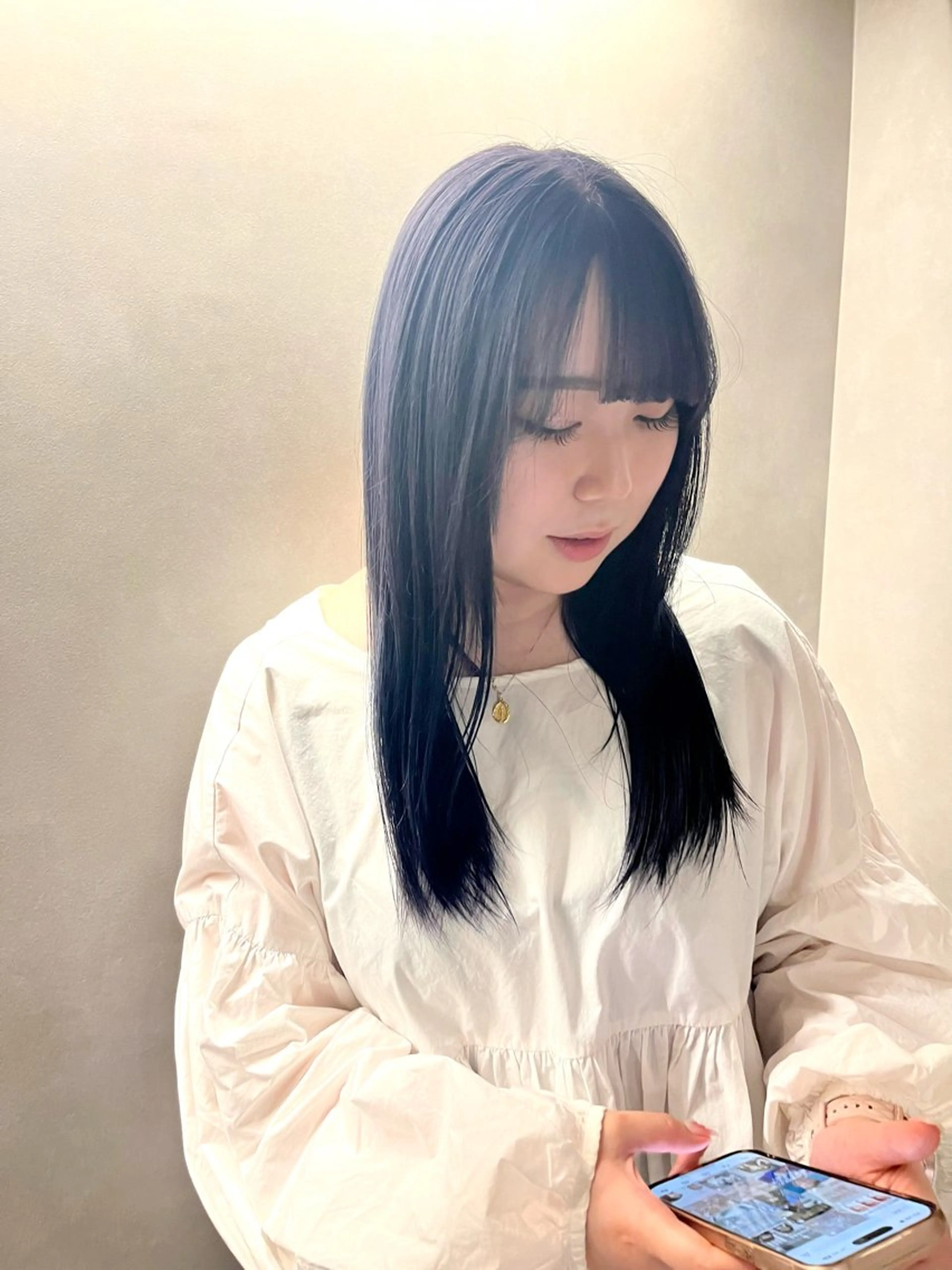 ロング カラー ラベンダーカラー ラベンダーグレー ioeわかめようじ/ 縮毛矯正/髪質改善のヘアスタイル