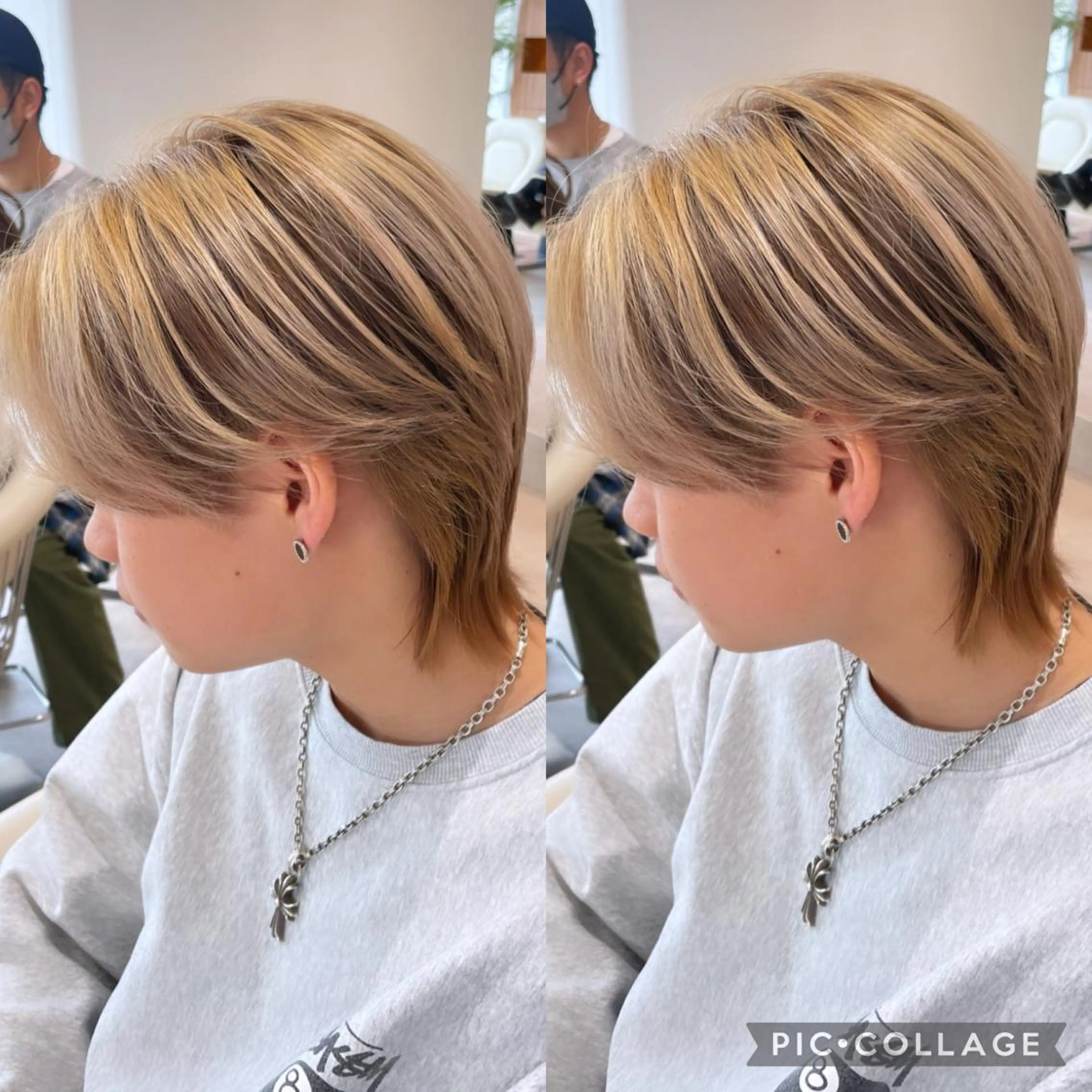 ミディアム カラー メンズ メンズバレイヤージュ メンズブリーチ メンズハイライト メンズウルフカット バレイヤージュ カット ヘアカラー トリートメント SNSで大バズり‼️ 欧米風ヘア大ヒット中のヘアスタイル