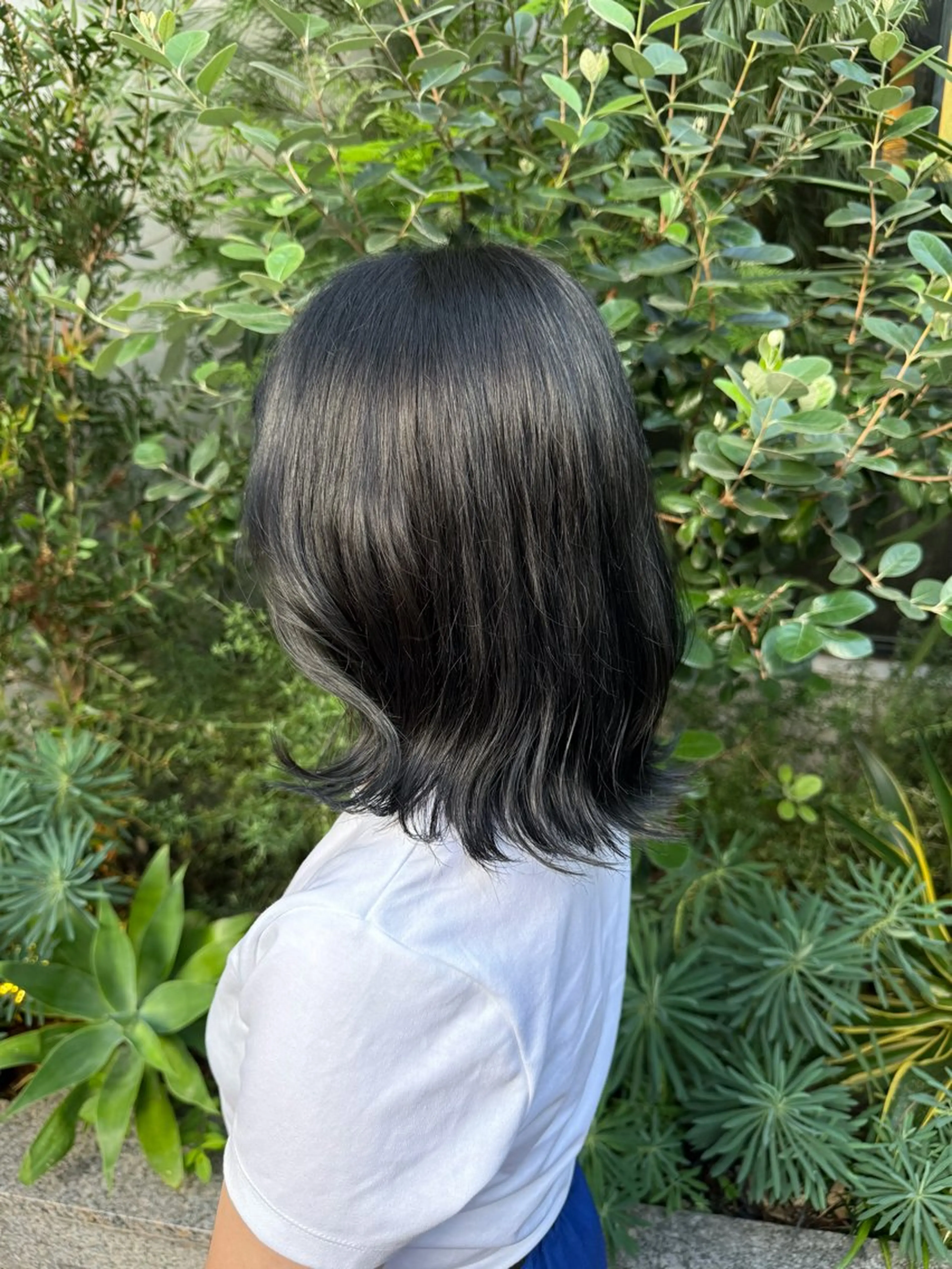ミディアム カラー 黒髪 ブリーチ ヘアカラー トリートメント カラー/オージュア/ 斉藤 明日香のヘアスタイル