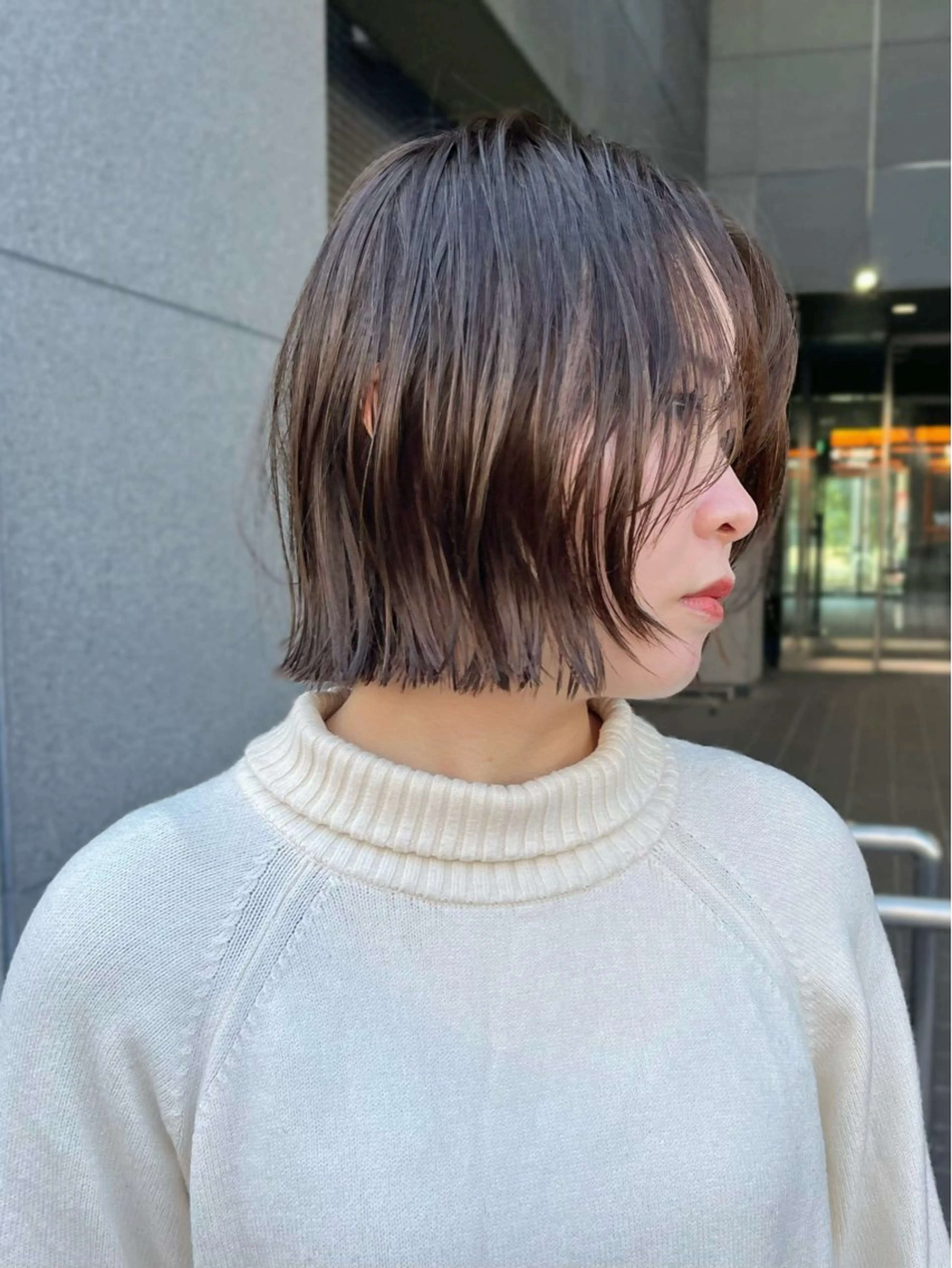 ショート 切りっぱなしボブ ボブ 顔まわりレイヤー 顔周りカット レイヤーカット カット YUI🍊 ボブ/メンズパーマのヘアスタイル