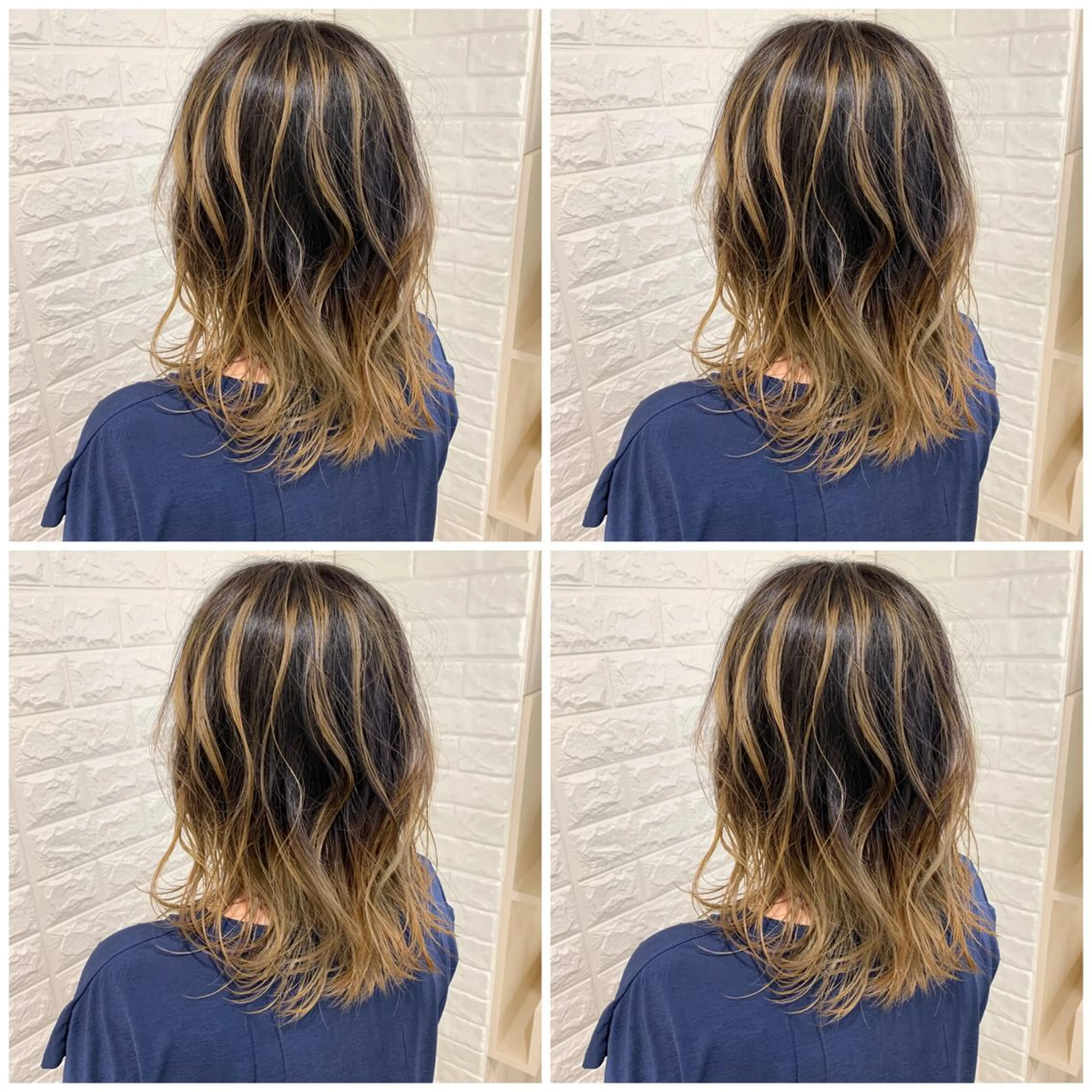 セミロング カラー バレイヤージュ ベージュカラー ブリーチ グラデーションカラー レイヤーカット ヘアカラー ハイトーン/ブリーチ 山崎　悠次のヘアスタイル