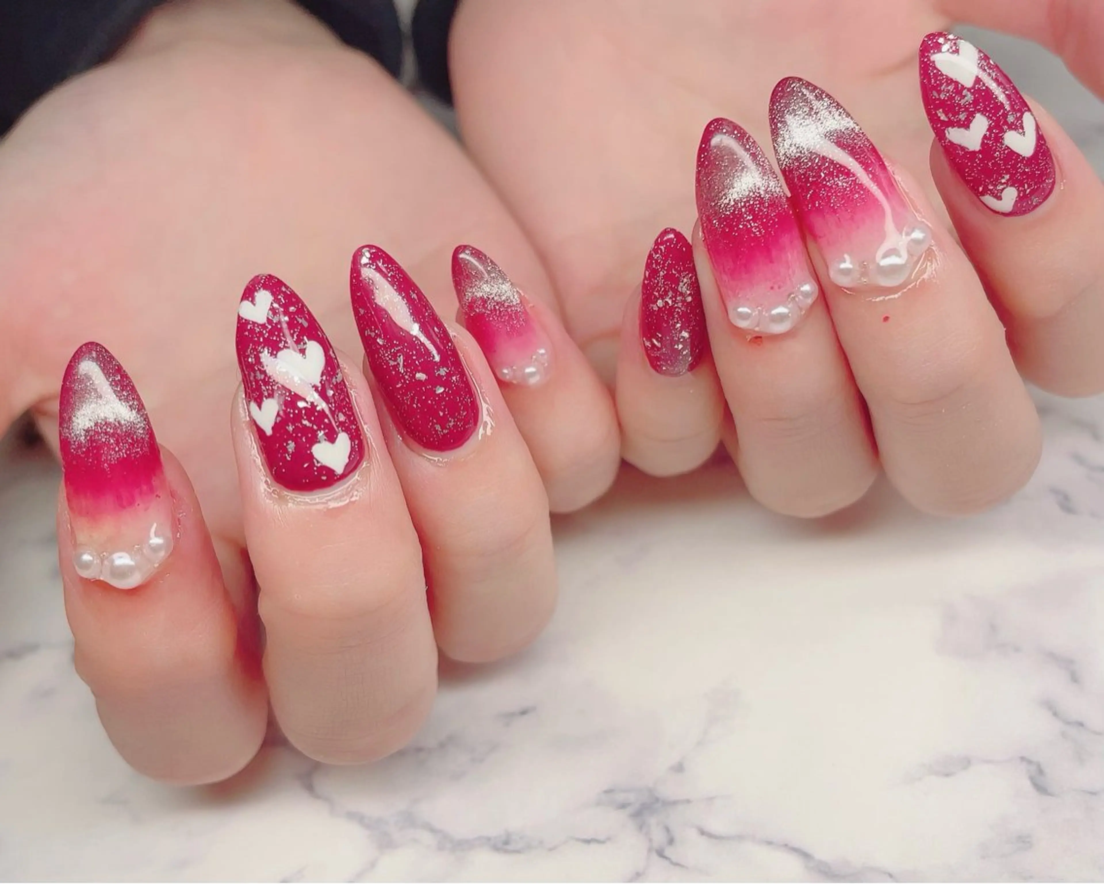 ネイル ハート ハンドネイル NailbyN所属・Nail_by N1のネイルデザイン